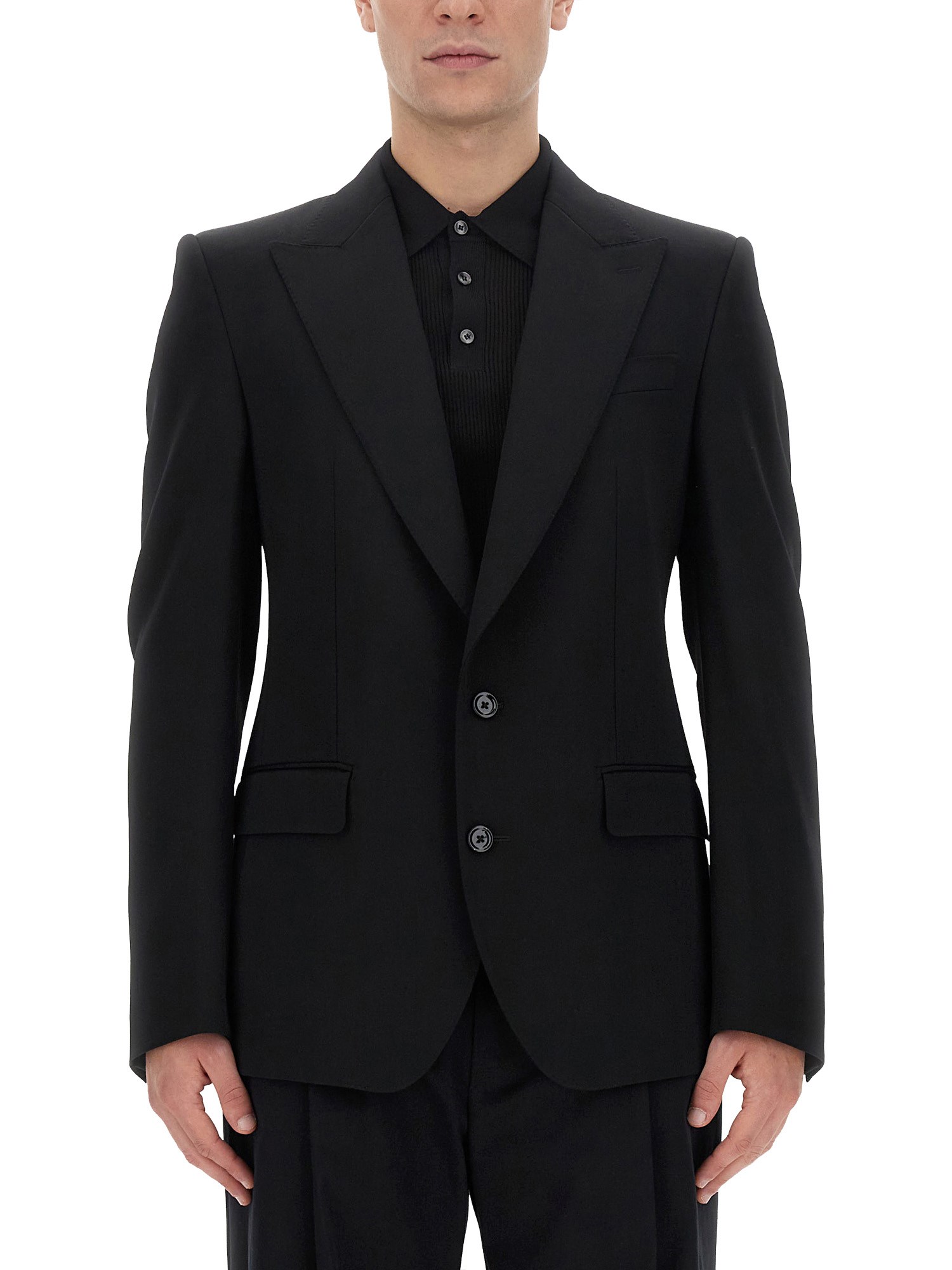 Dolce & Gabbana Single-breasted Wool Jacket Size 48 In Black