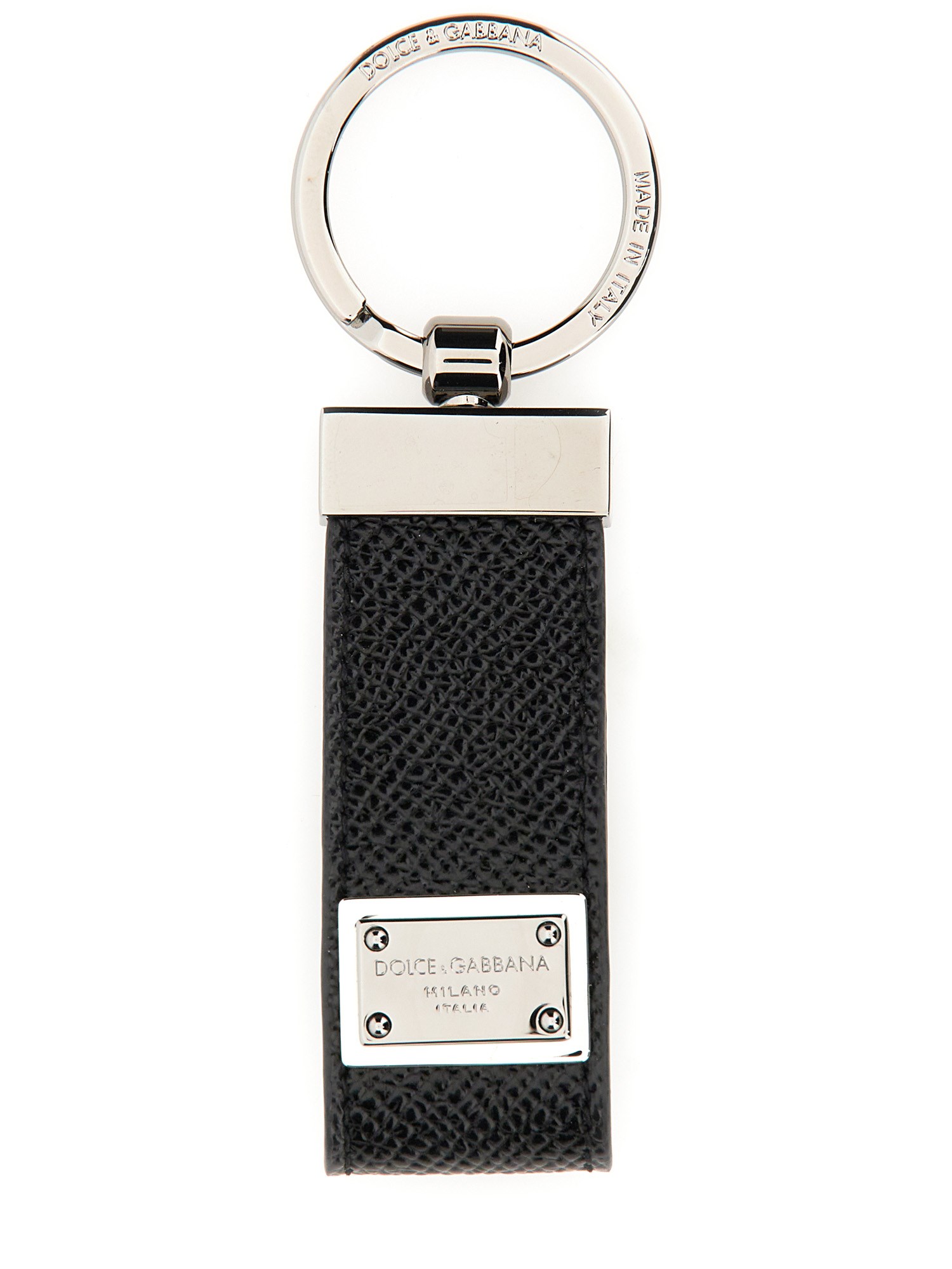 Dolce & Gabbana Keychain With Logoed Label In Black