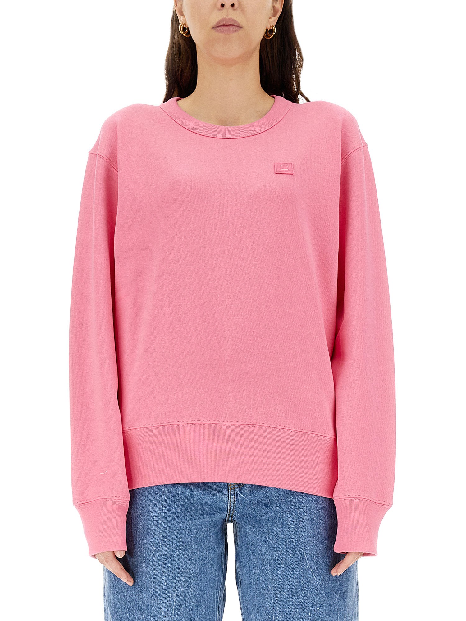 Acne Studios Face Sweatshirt In Pink