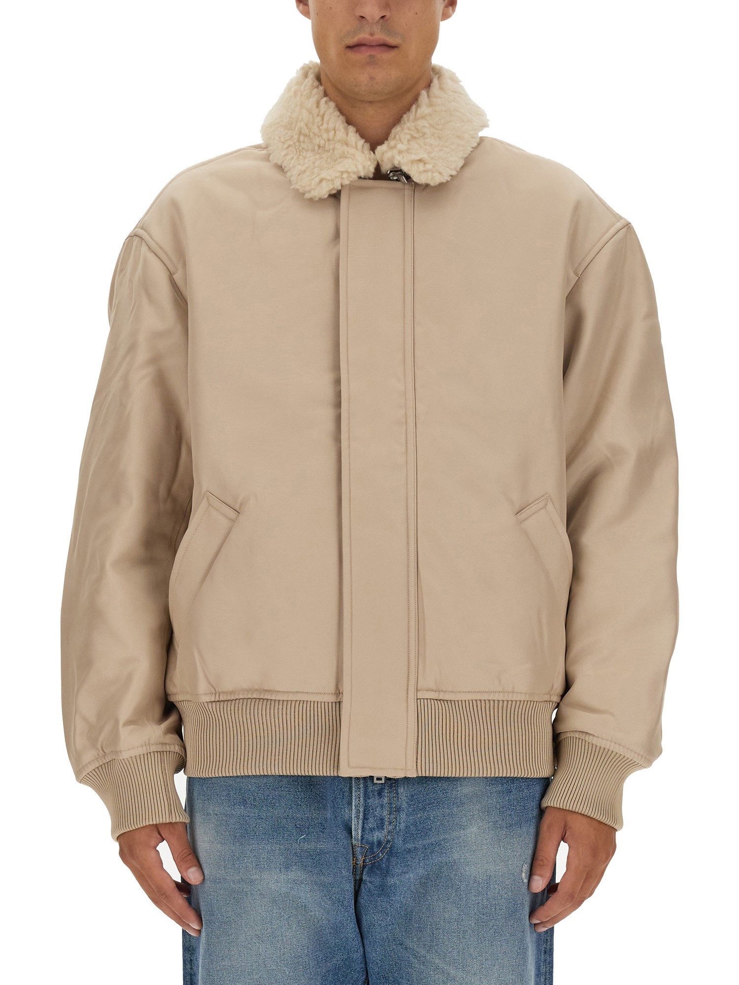 Acne Studios Jacket With Collar In Beige