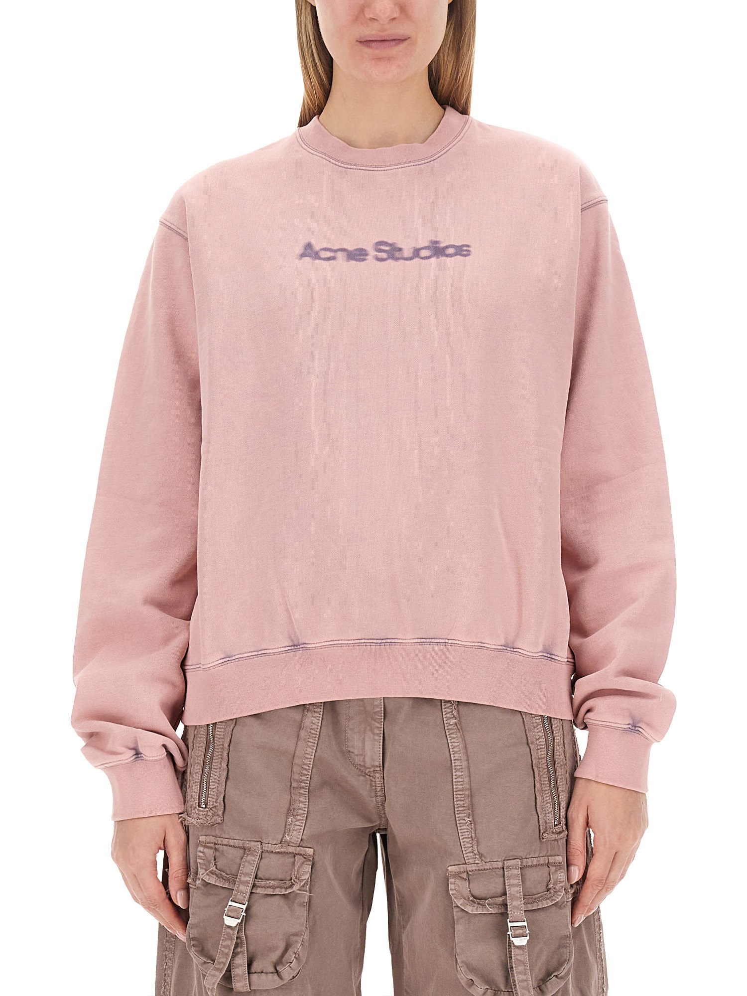 Acne Studios Sweatshirt With Logo In Pink