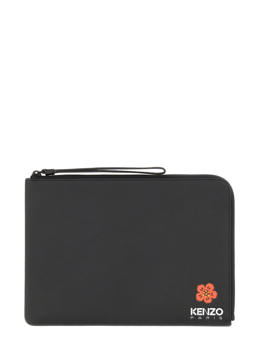 KENZO CLUTCH IN PELLE CON LOGO