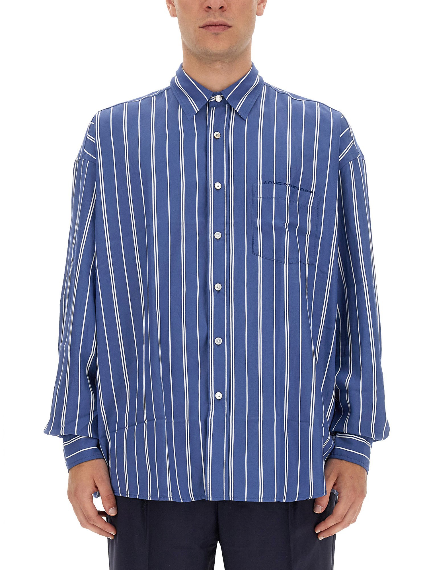 Acne Studios Striped Shirt In Blue