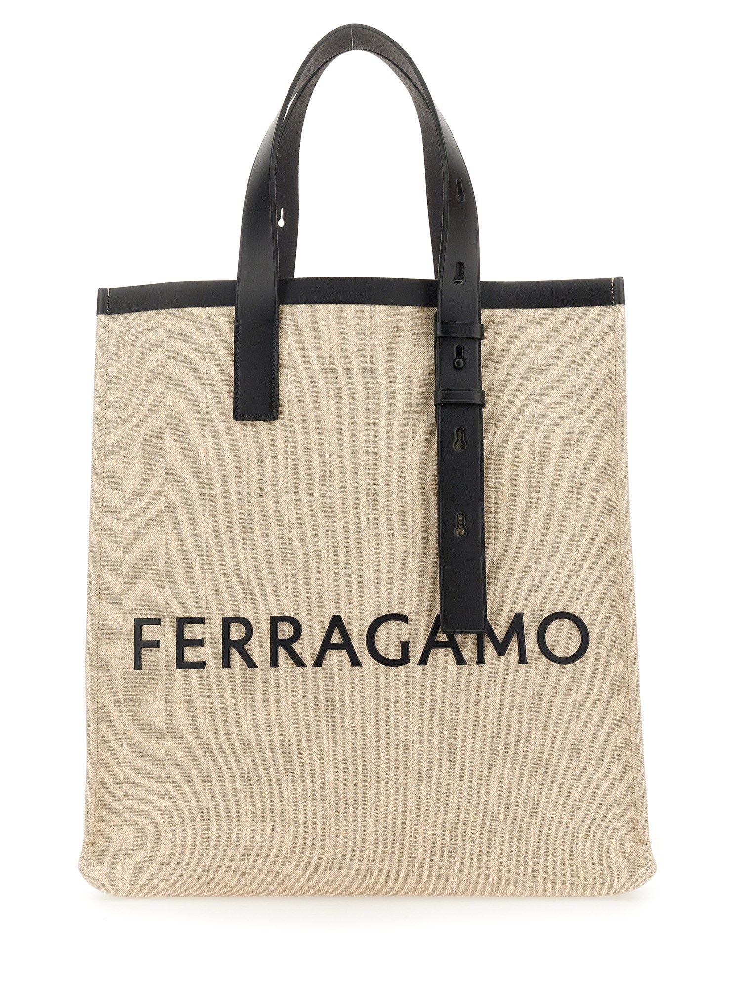 Shop Ferragamo Tote Bag With Logo In Beige