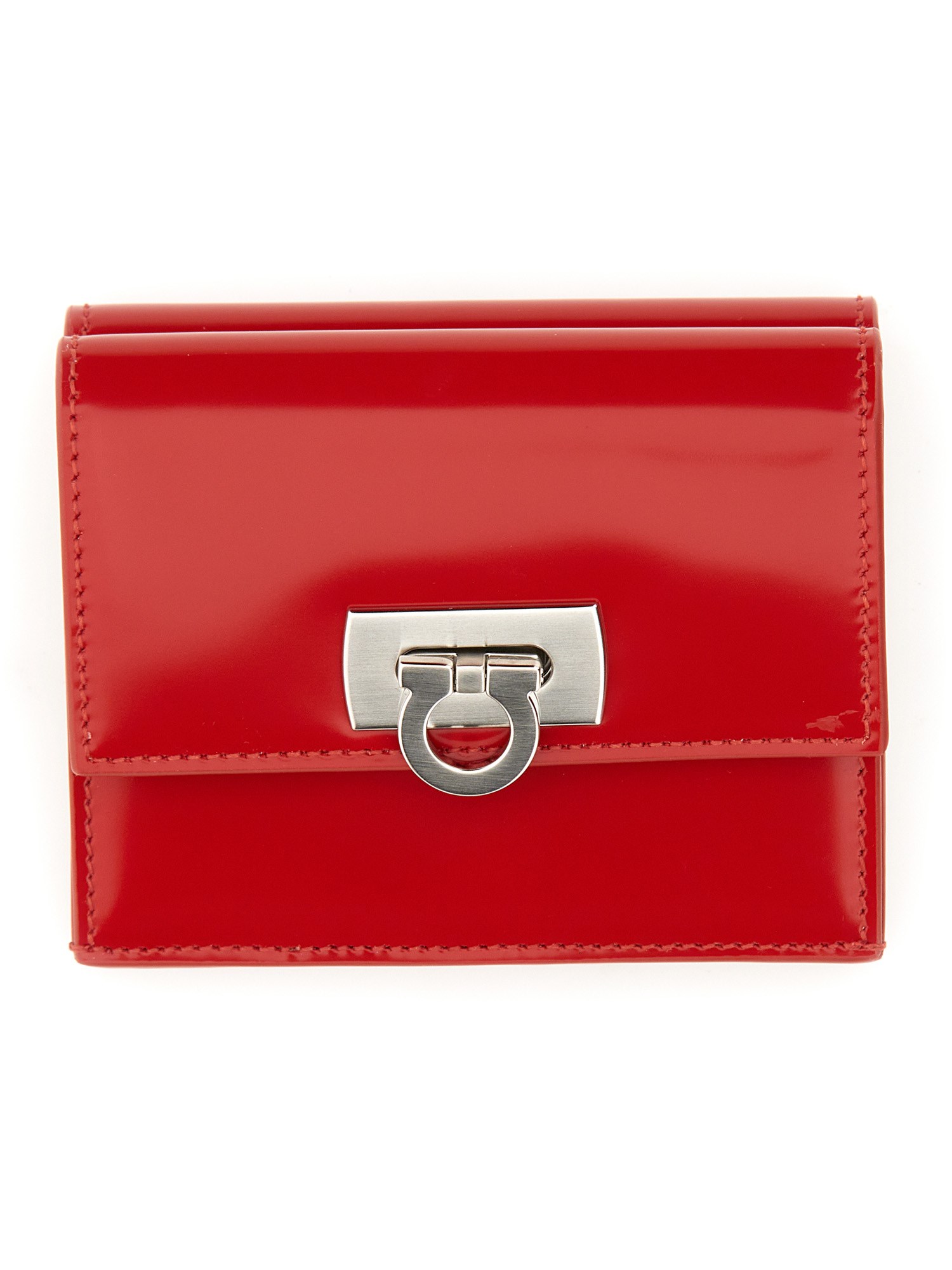 ferragamo compact wallet with hook-and-eye closure