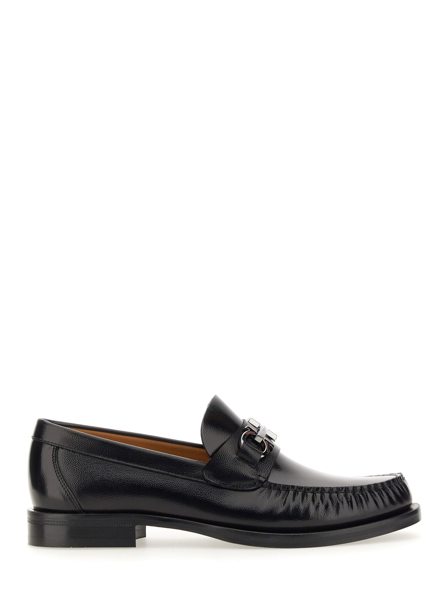 Ferragamo Luxury Leather Gancini Moccasins In Black