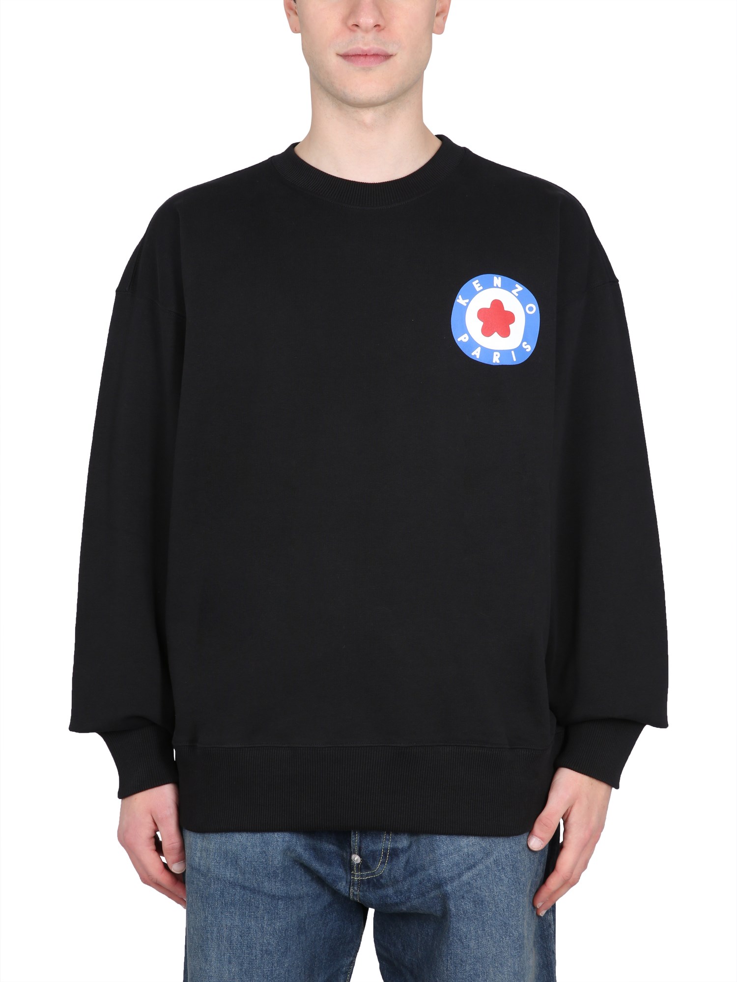 Kenzo Logo Cotton Oversized Sweatshirt In Black