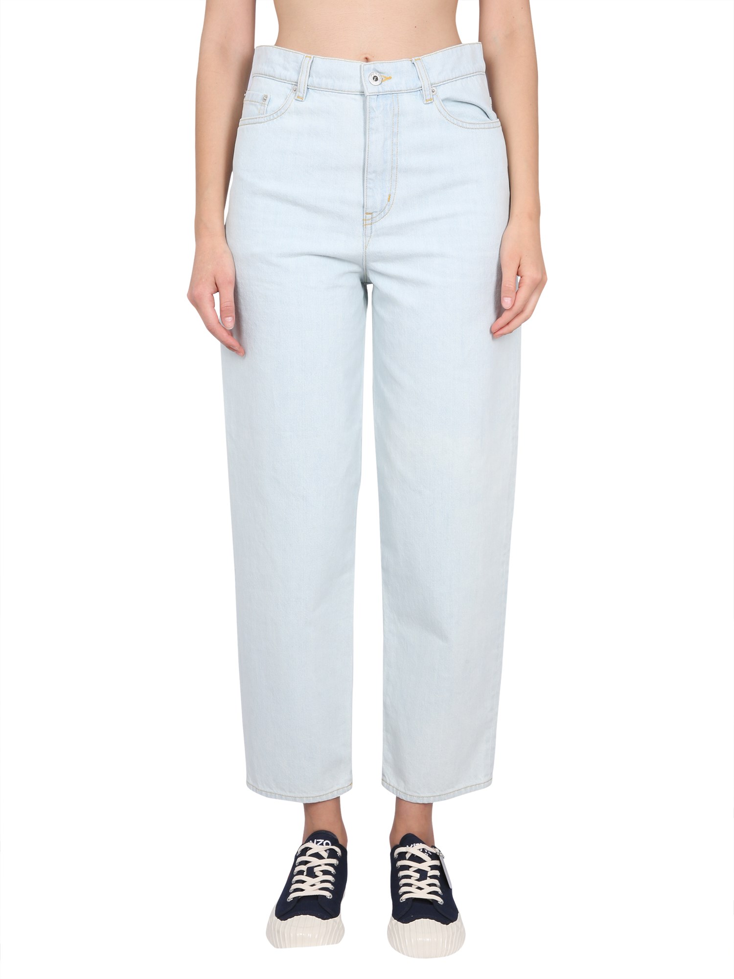 Shop Kenzo Carrot Fit Jeans In Azure