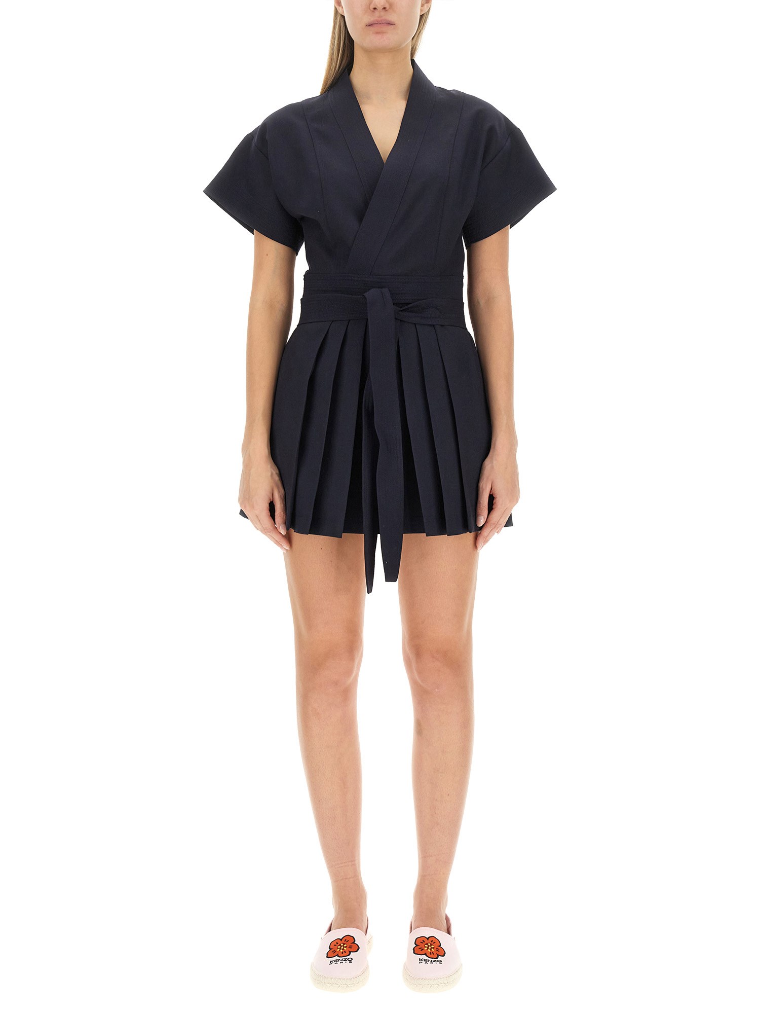 Shop Kenzo Mini Kimono Dress In Blue