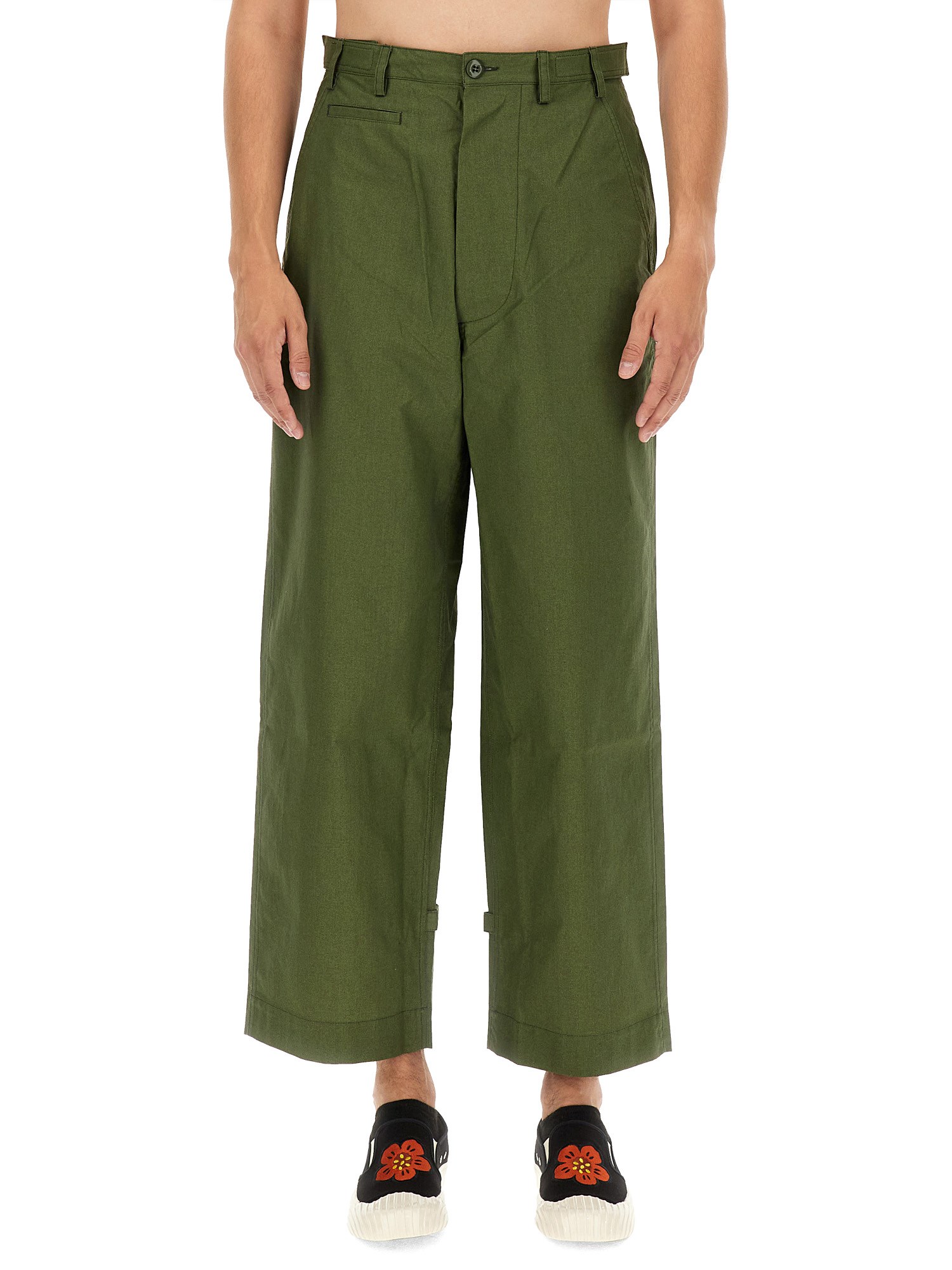 Shop Kenzo Straight Fit Pants In Military Green