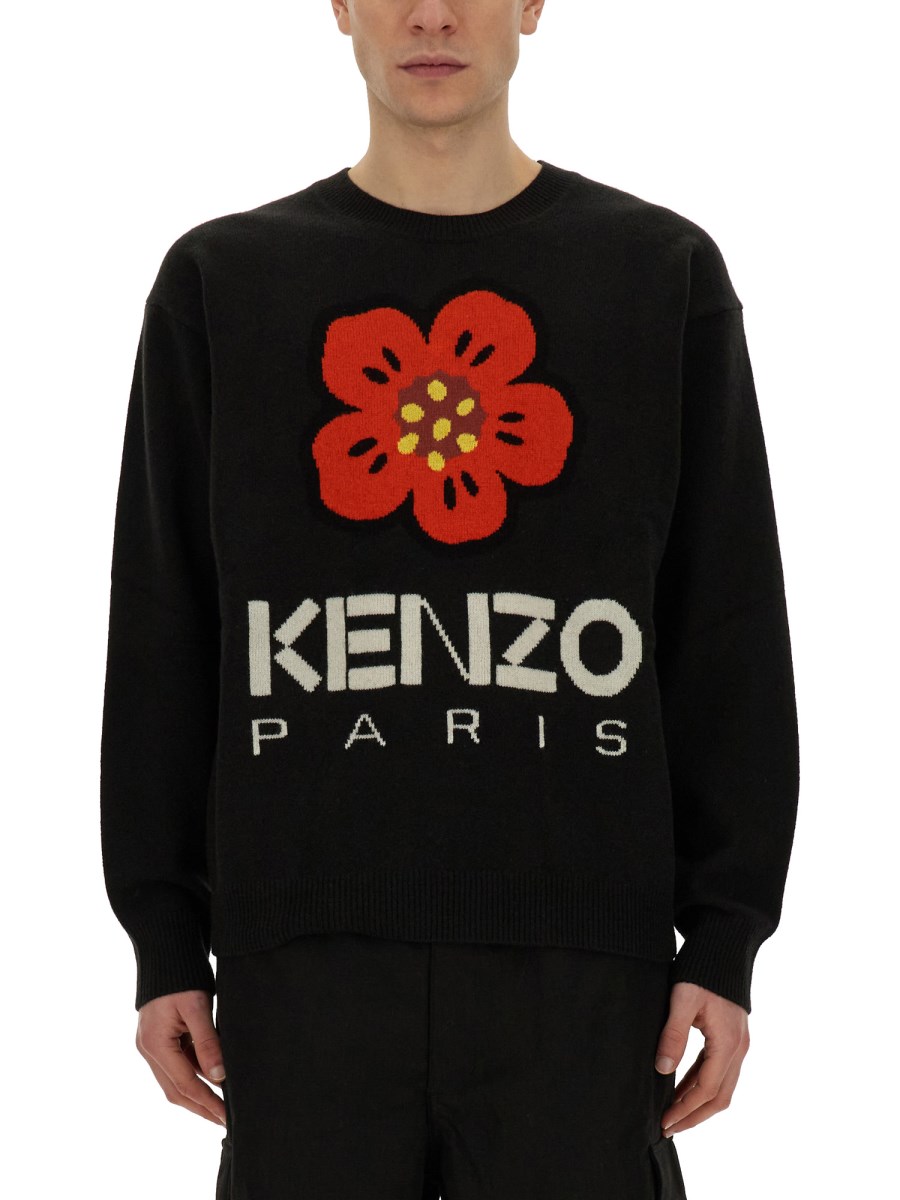 KENZO MAGLIA IN LANA CON RICAMO BOKE FLOWER