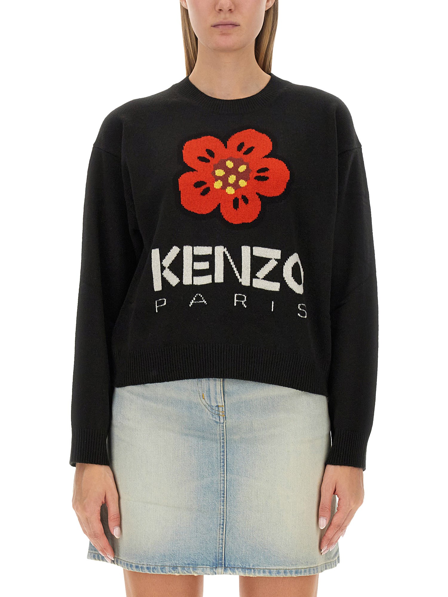 Shop Kenzo Jersey Boke Flower In Black