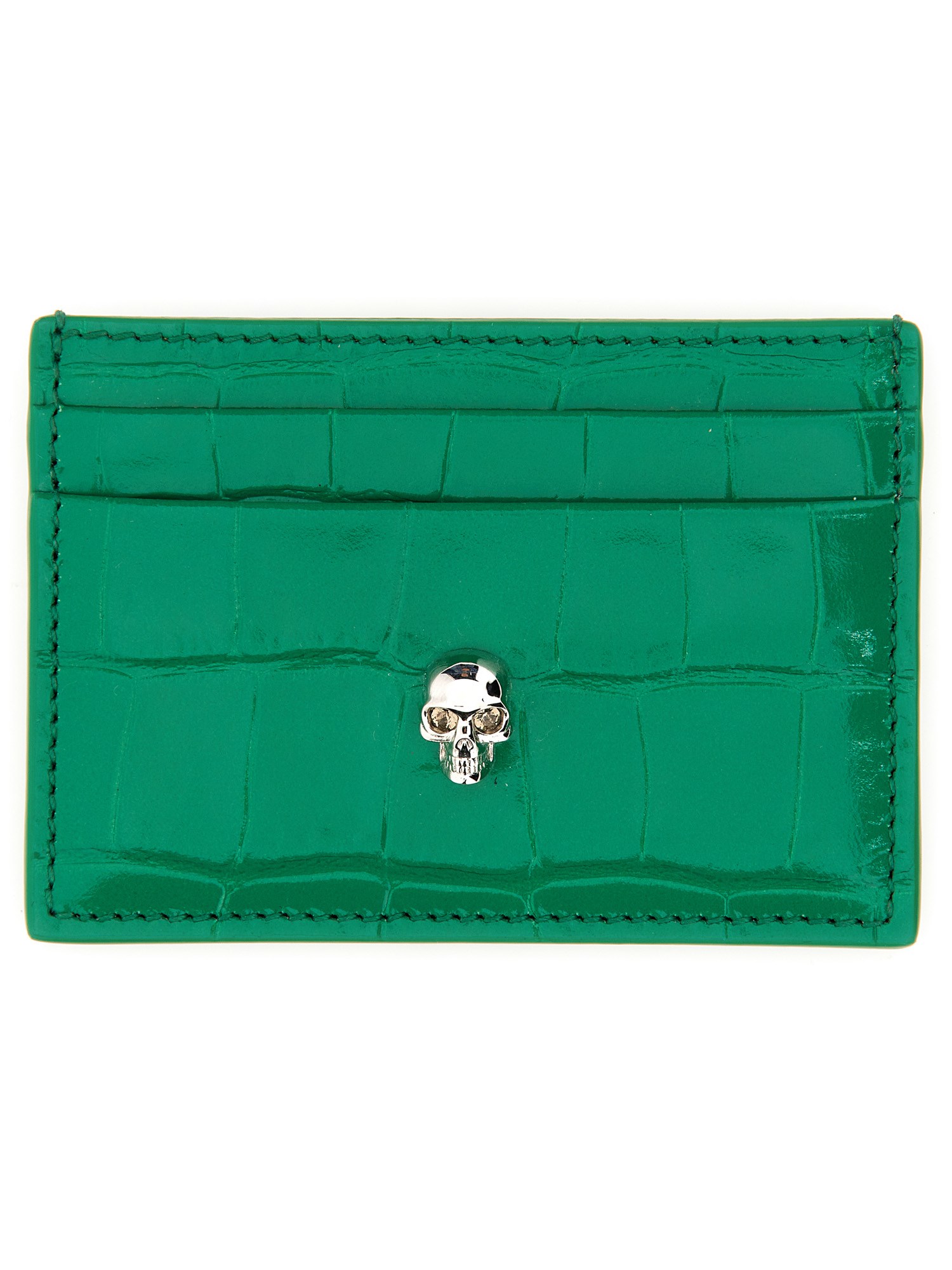 alexander mcqueen card holder with skull