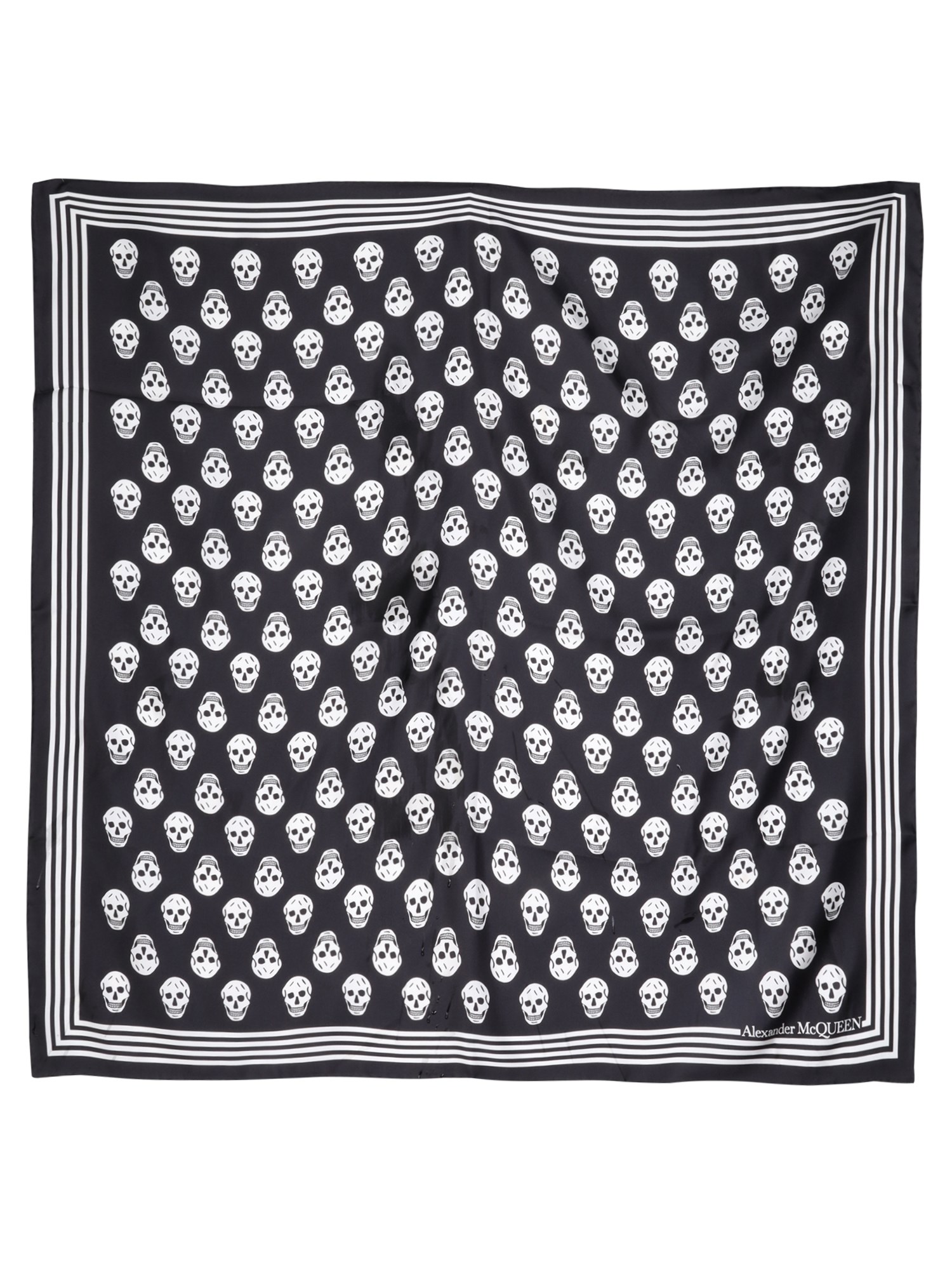 Alexander Mcqueen Skull Silk Foulard In Black