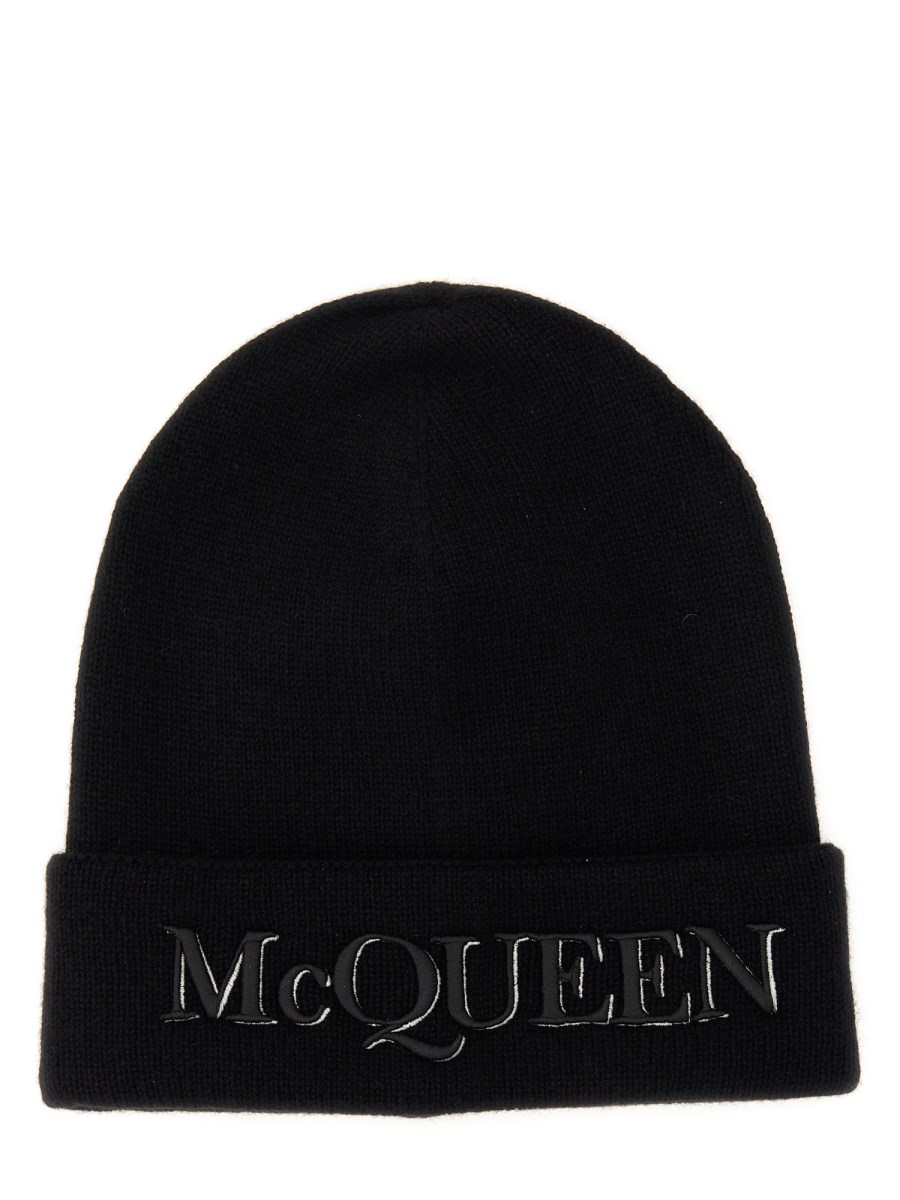 ALEXANDER McQUEEN CAPPELLO IN LANA E CASHEMERE CON LOGO