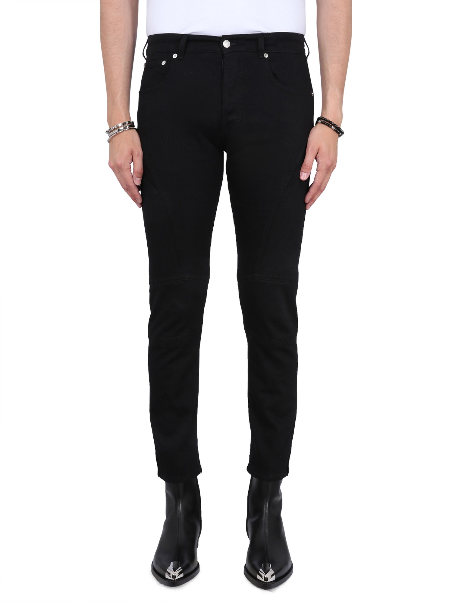 Shop Alexander Mcqueen Biker Jeans In Black