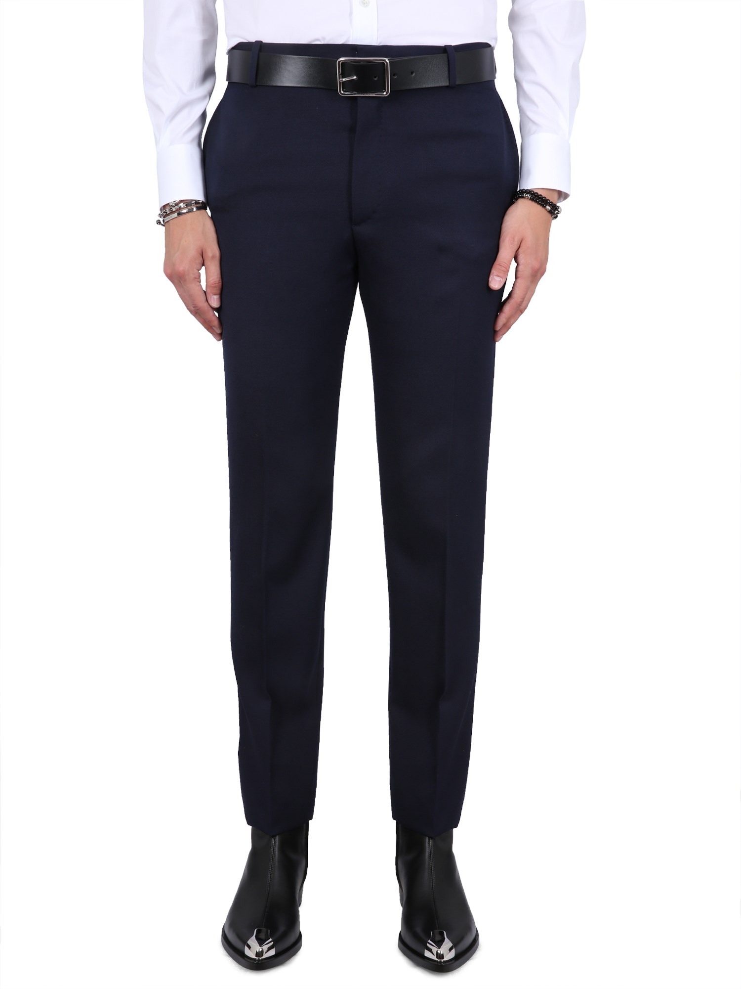 Shop Alexander Mcqueen Tailored Cigarette Pants In Blue