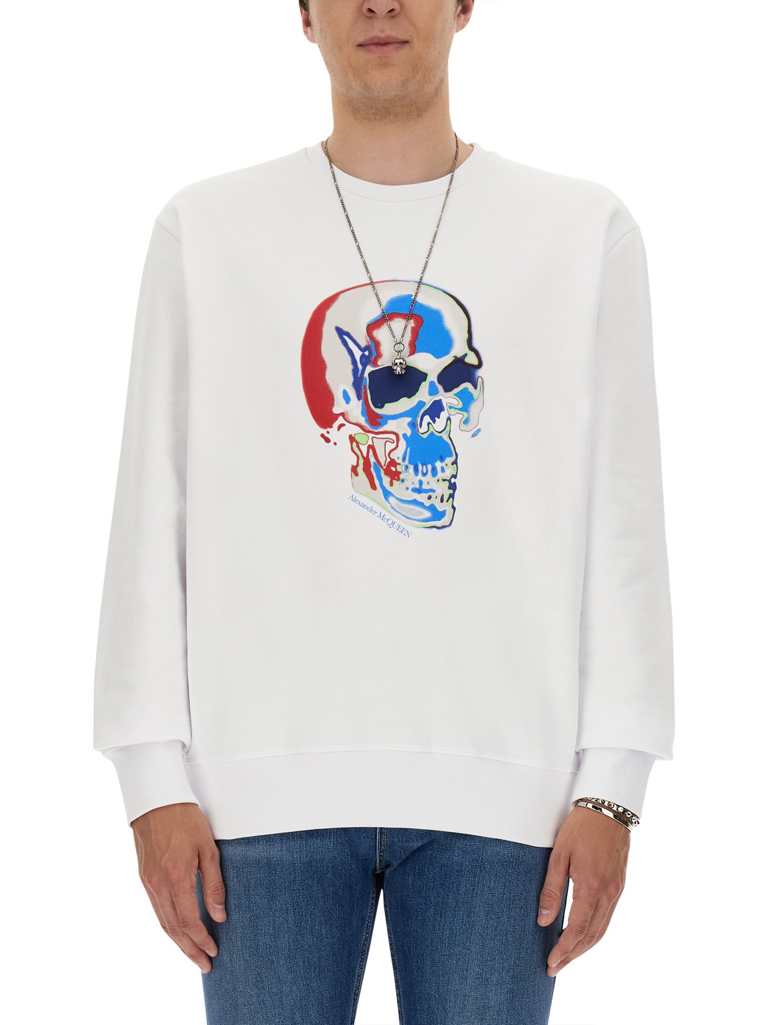 Shop Alexander Mcqueen Skull Sweatshirt In White