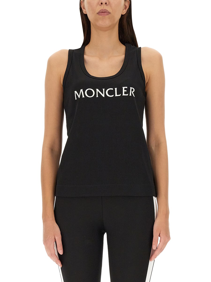 MONCLER TOP IN JERSEY DI COTONE CON STAMPA LOGO