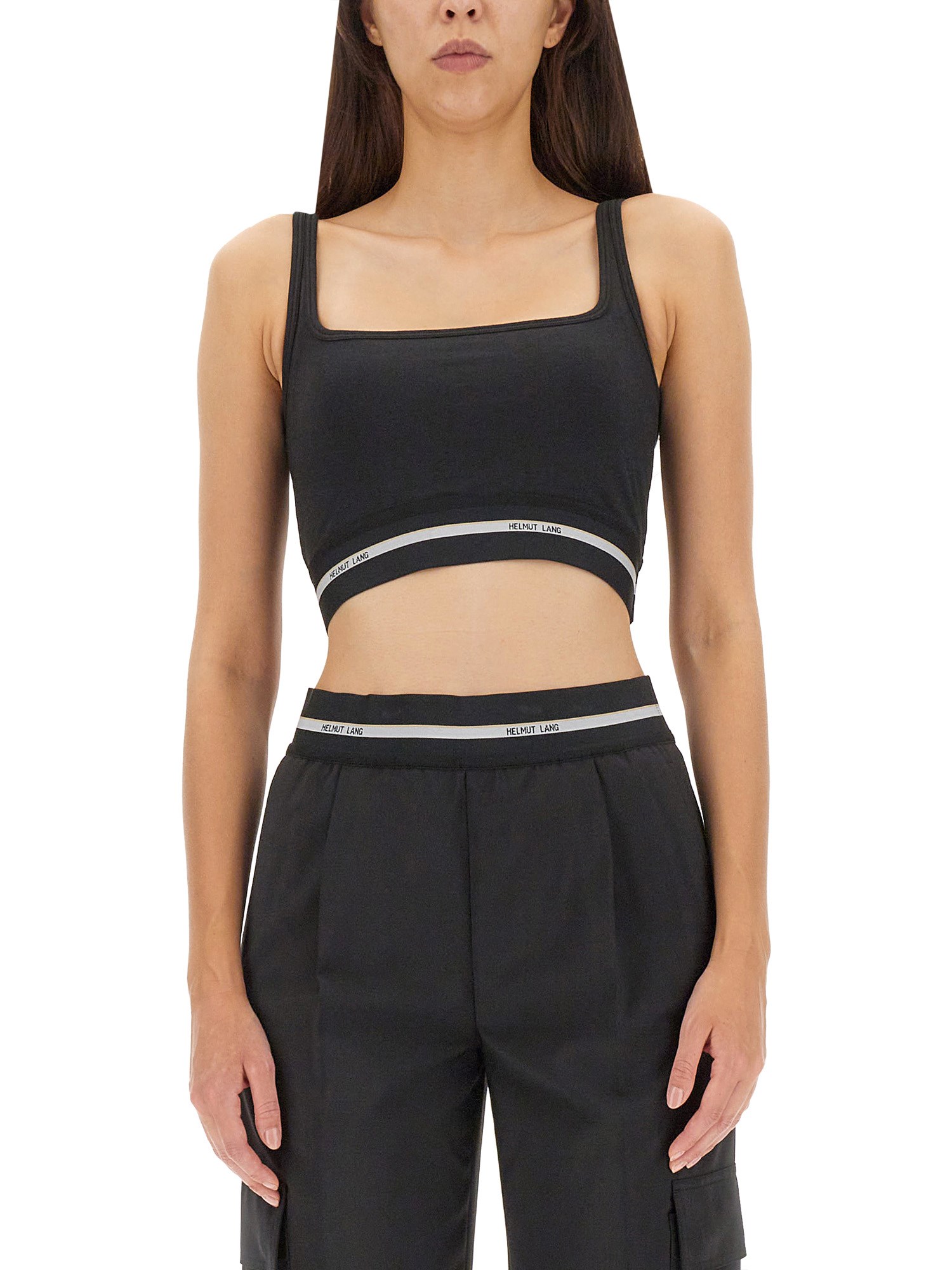 helmut lang crop top with logo