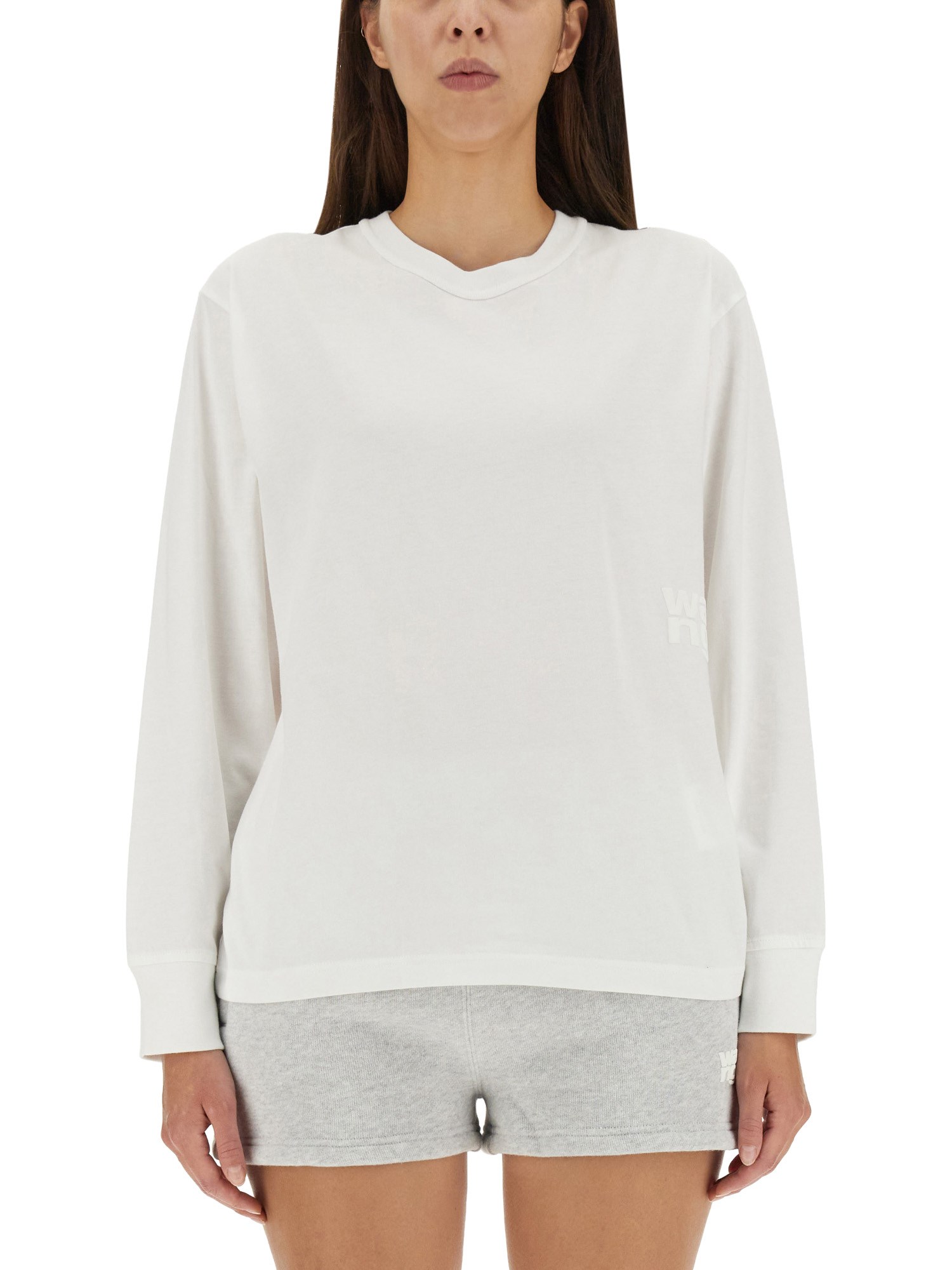 Shop Alexander Wang T Embossed Logo T-shirt In White