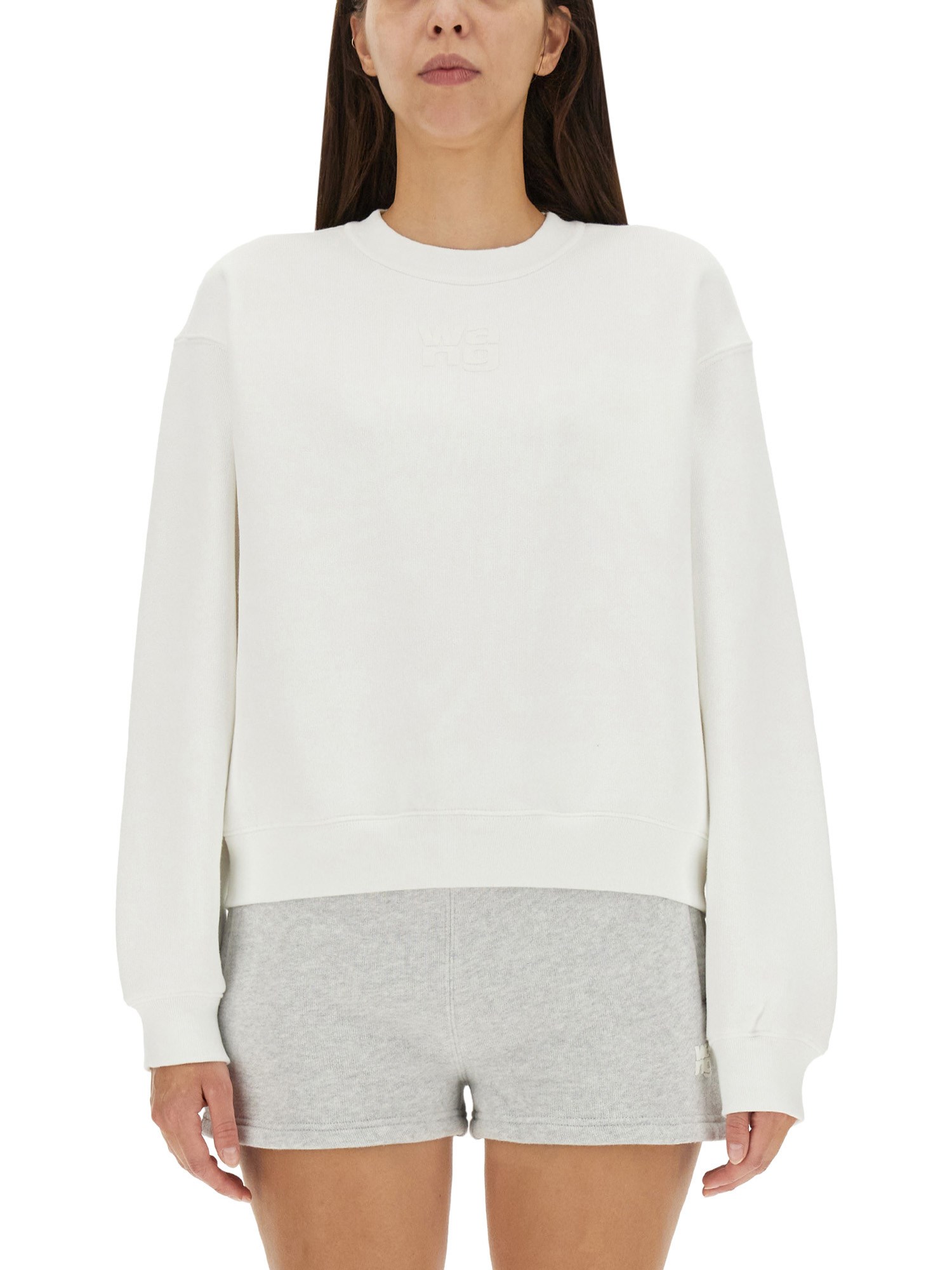 Alexander Wang T Cropped Twist-front Jersey Top, Heather Gray In Grey, ModeSens