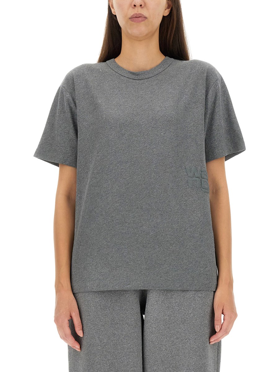 ALEXANDERWANG.T T-SHIRT IN JERSEY CON LOGO GLITTER