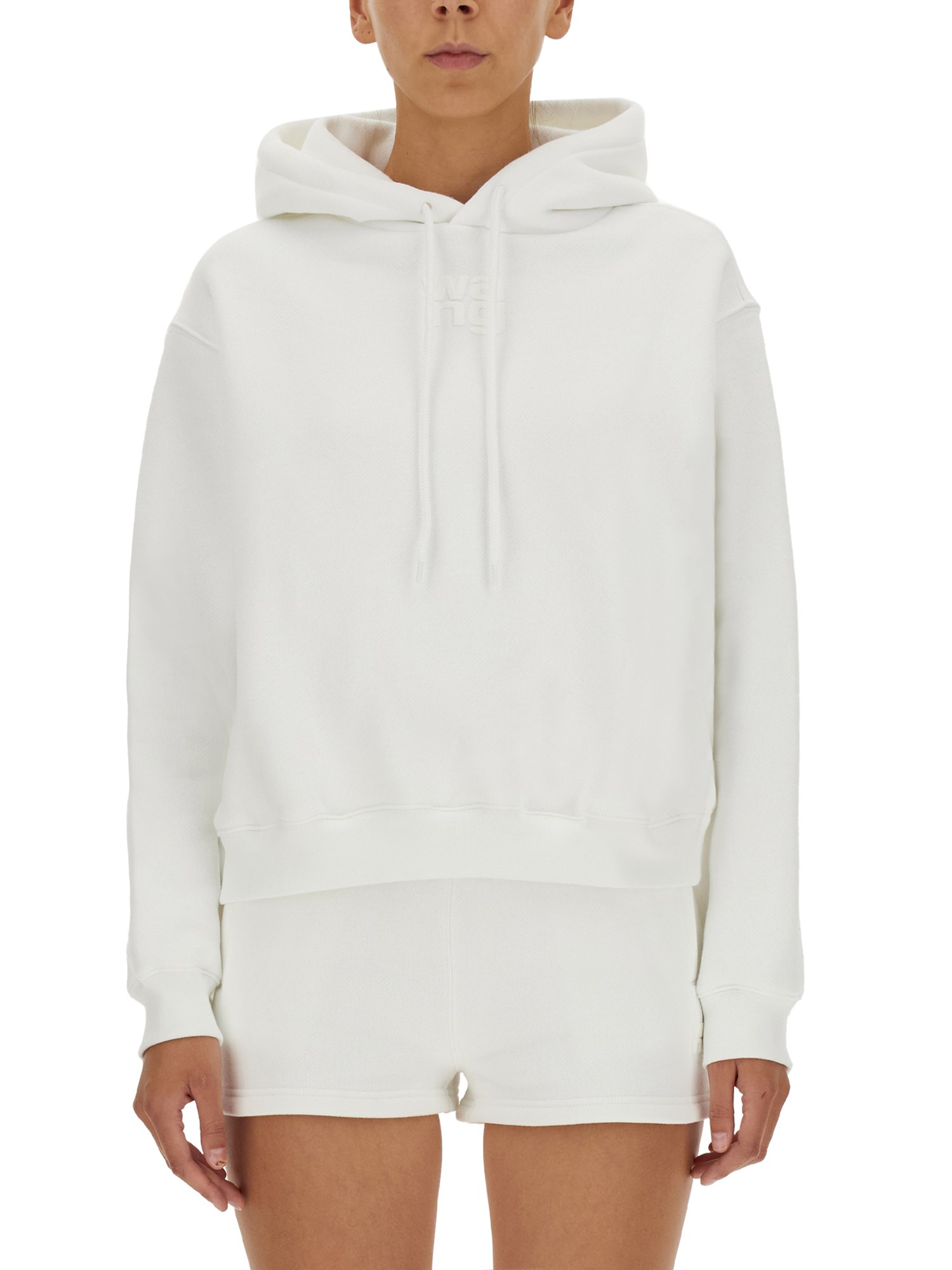 Shop Alexander Wang T Sweatshirt With Embossed Logo In White