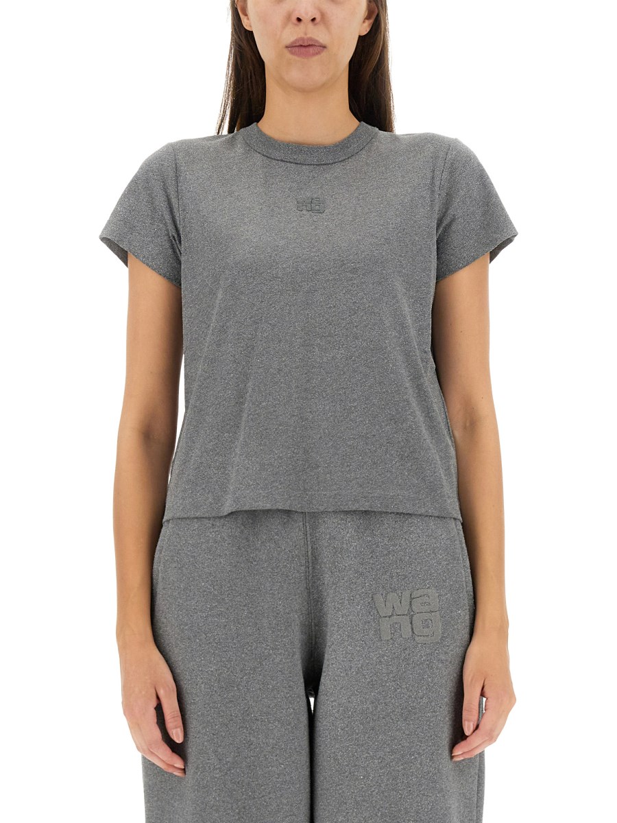 ALEXANDERWANG.T T-SHIRT IN JERSEY CON LOGO GLITTER