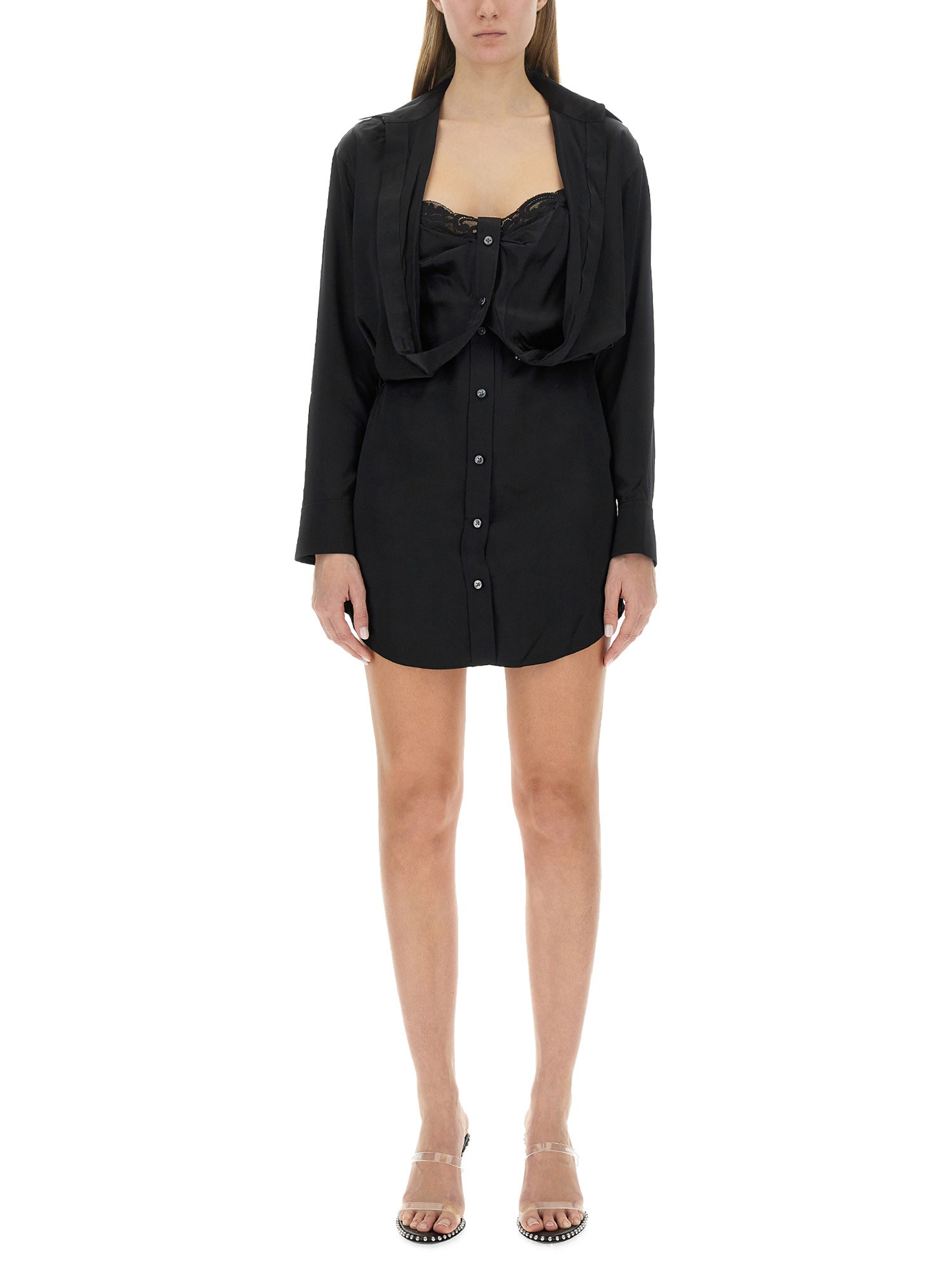 Alexander Wang T Alexanderwang.t Silk Button Down Dress In Black