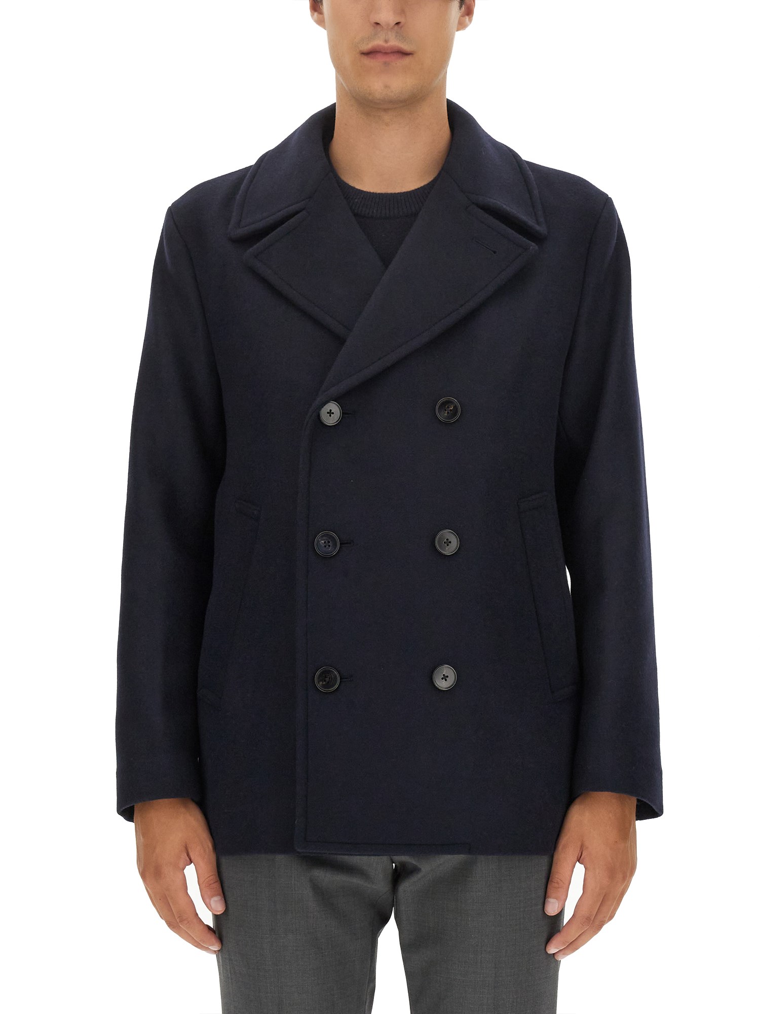 Shop Theory Fredrick Double-breasted Jacket In Blue