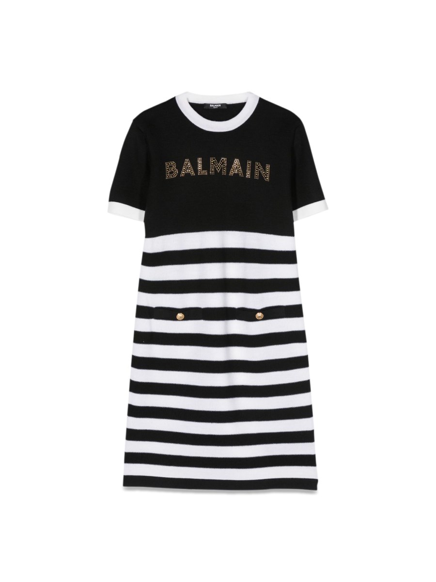 abito in maglia logo e righe