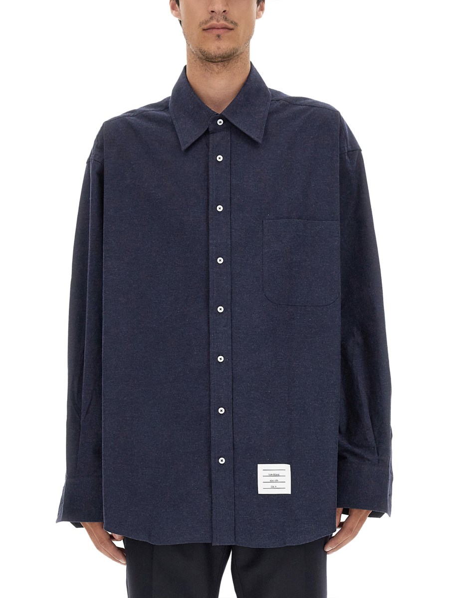 THOM BROWNE CAMICIA 4BAR IN COTONE