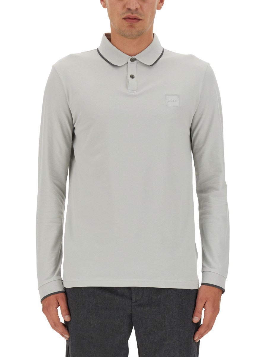 Hugo Boss Long-sleeve Cotton Polo Shirt - Grey