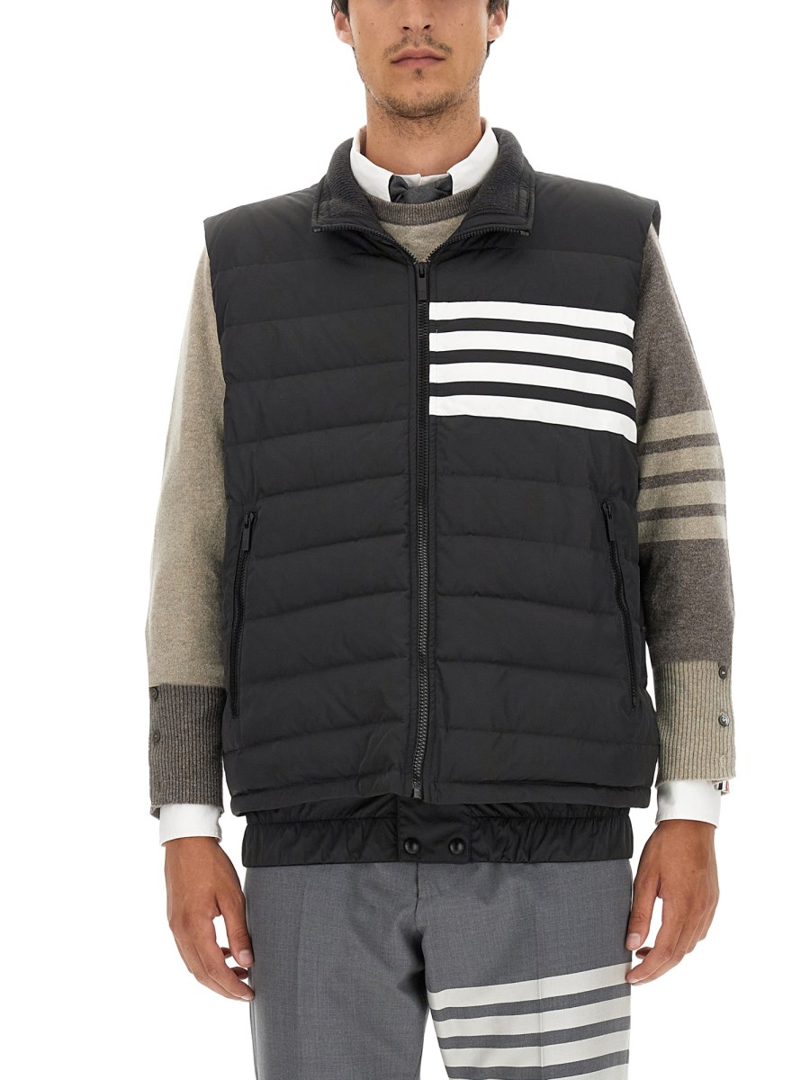 THOM BROWNE GILET 4BAR IMBOTTITO IN TWILL