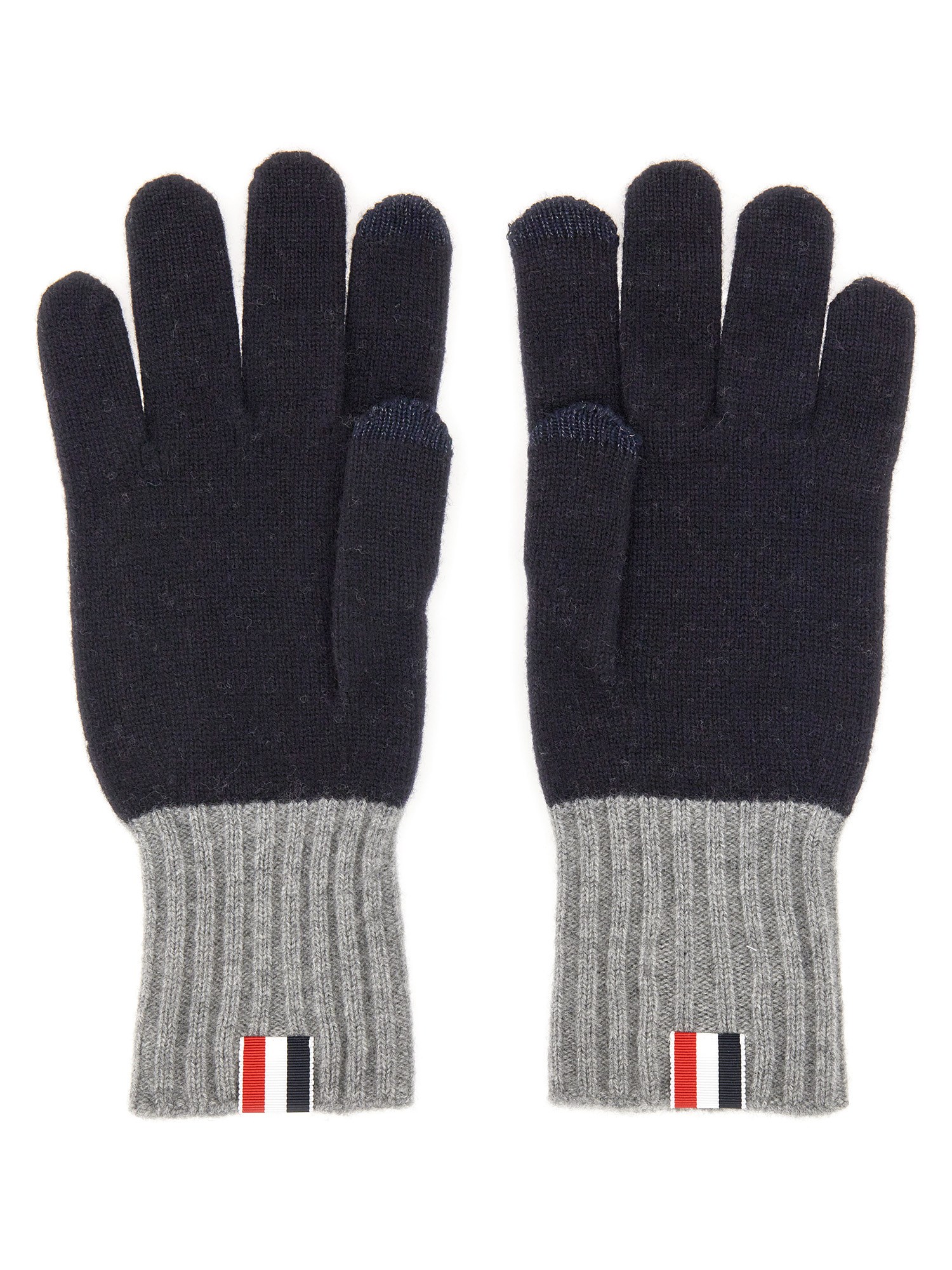 Thom Browne Gloves With Logo In Grey