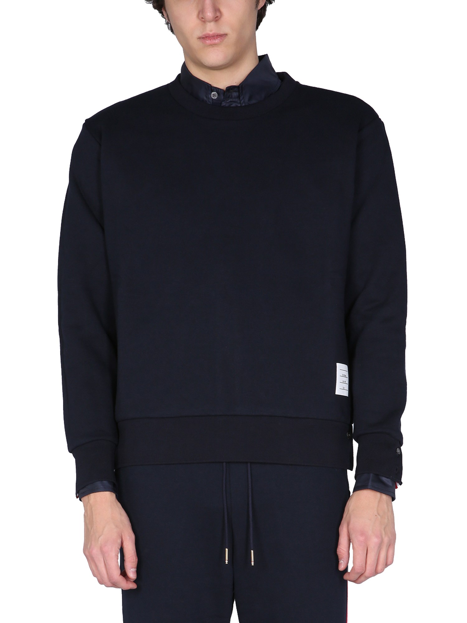 Shop Thom Browne Sweatshirt With Tricolor Inlay In Blue