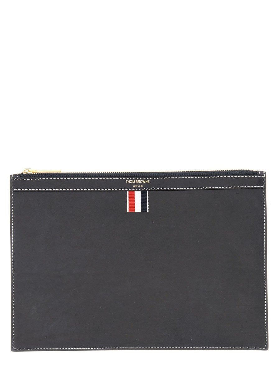 THOM BROWNE PORTA TABLET SMALL IN PELLE GRANULATA