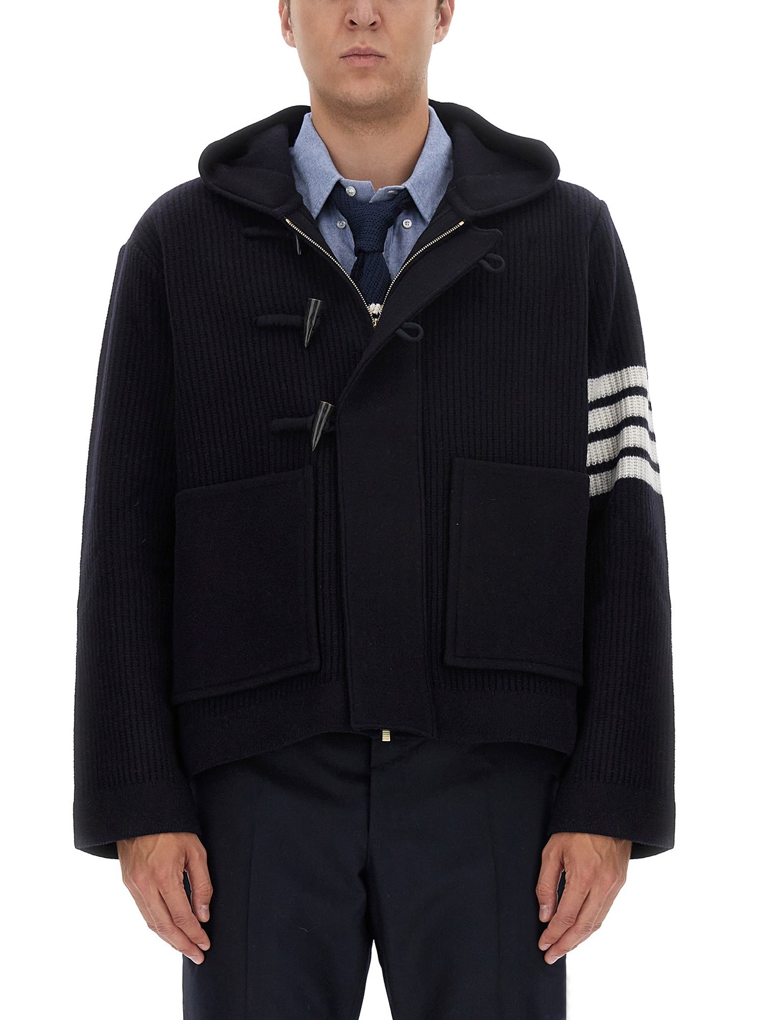 Shop Thom Browne Wool Jacket In Blue