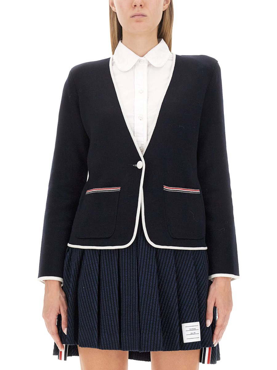 THOM BROWNE GIACCA MONOPETTO IN LANA MERINO