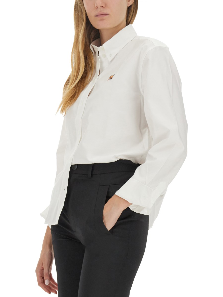 MAISON KITSUNÉ - COTTON POPLIN BUTTON-DOWN SHIRT WITH FOX MAISON KITSUNÉ - COTTON POPLIN BUTTON-DOWN SHIRT WITH FOX