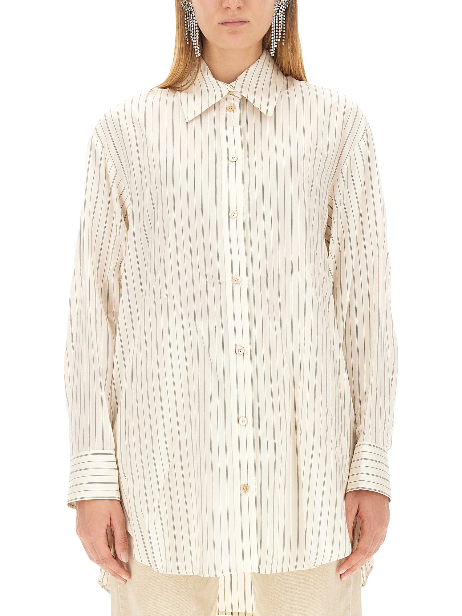 Isabel Marant Oversized Silk Blend Shirt In White