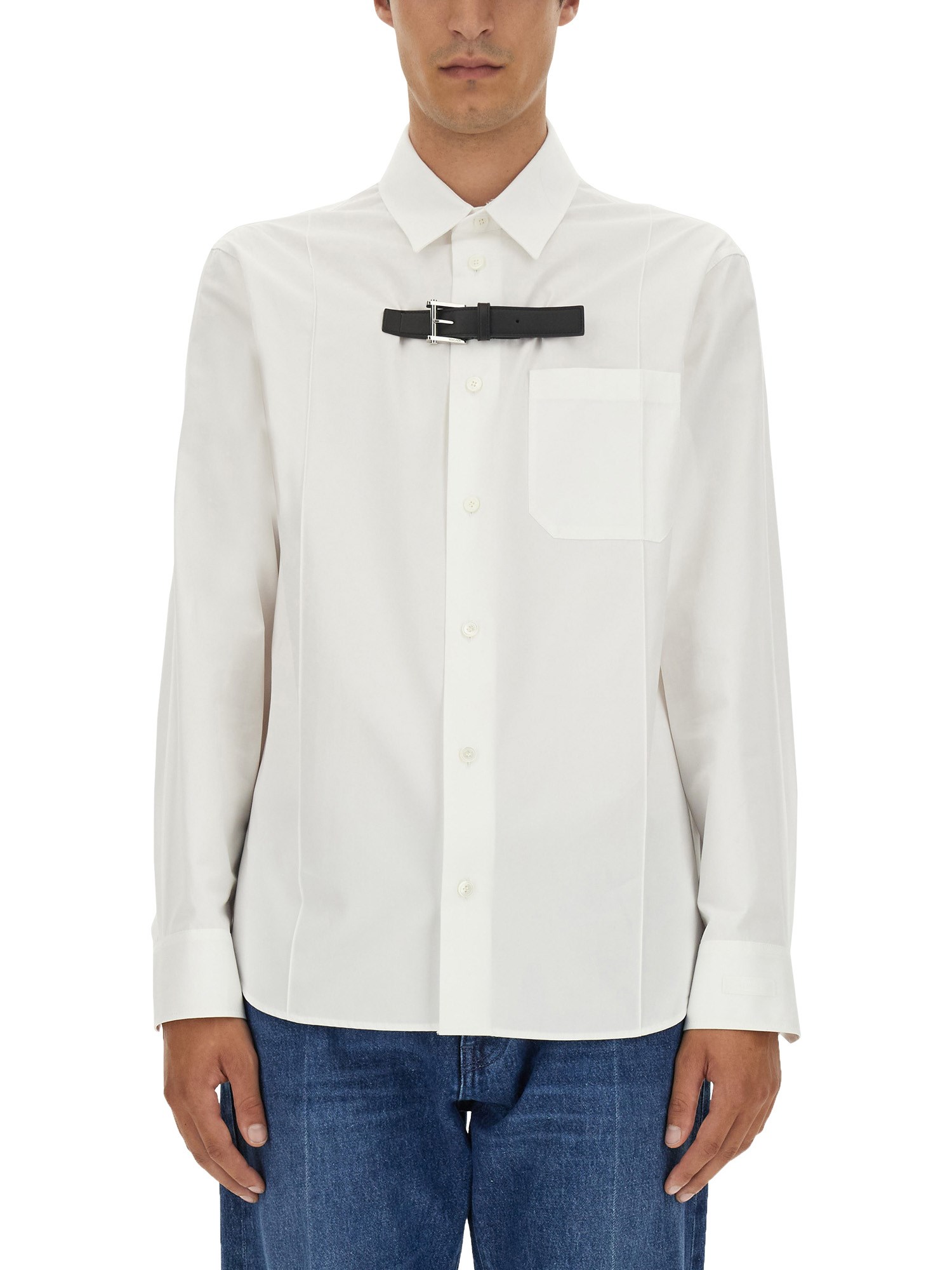 Shop Versace Formal Shirt With Buckle In White