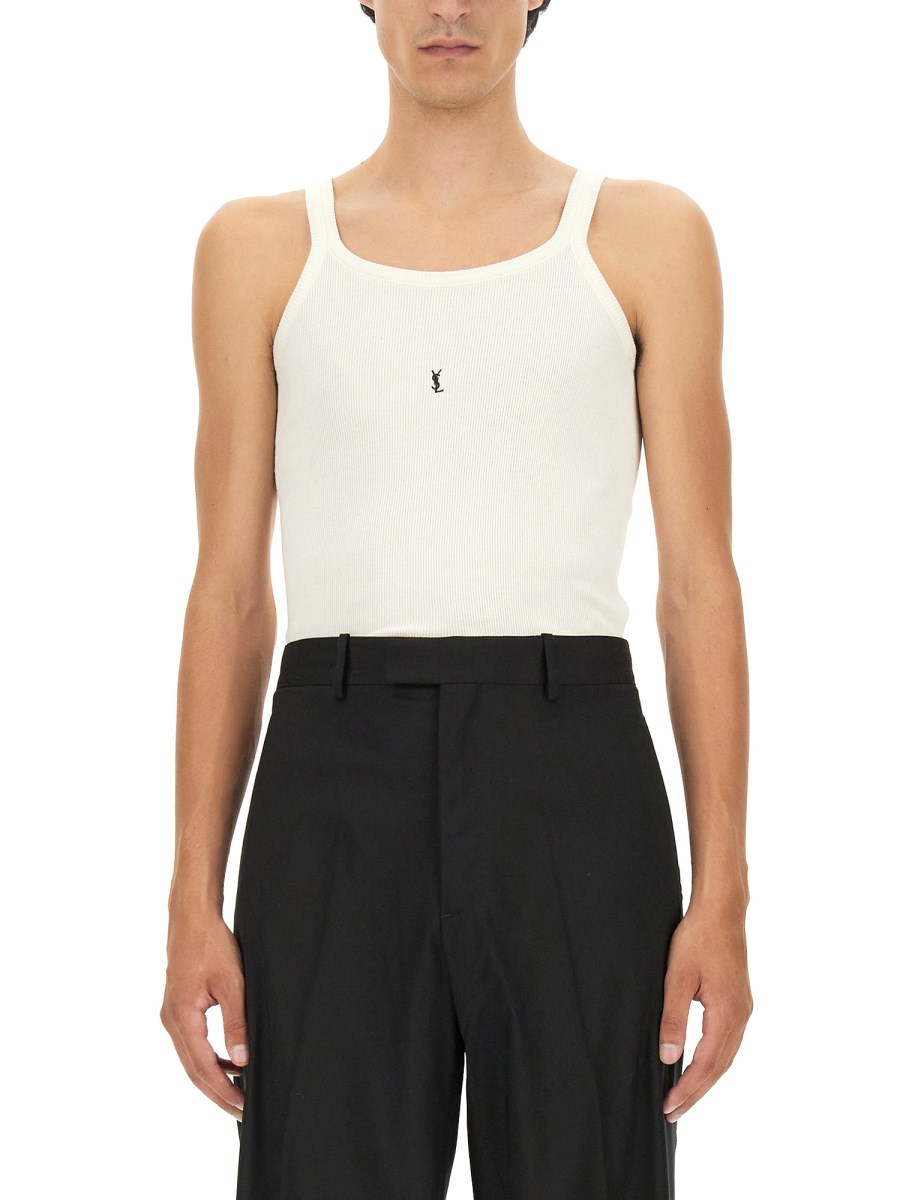 Tシャツ・カットソー SAINT LAURENT Cassandre certified cotton top Bianco Saint Laurent Cassandre Certified Cotton Top in White | Lyst