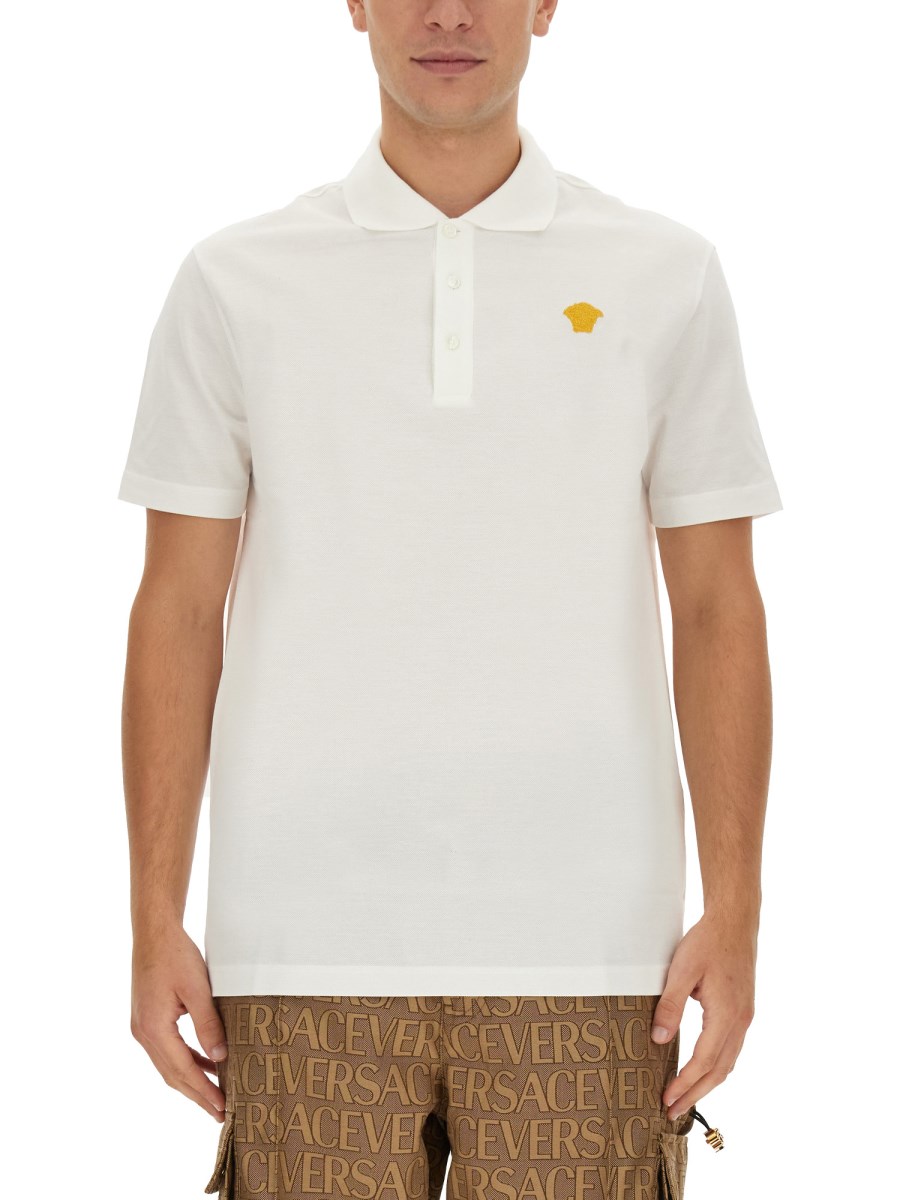 VERSACE POLO IN PIQUÊ DI COTONE CON PATCH LOGO