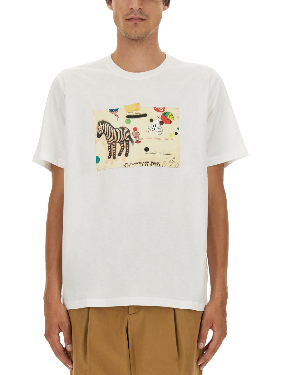 PS BY PAUL SMITH T-SHIRT ZEBRA CARD IN COTONE