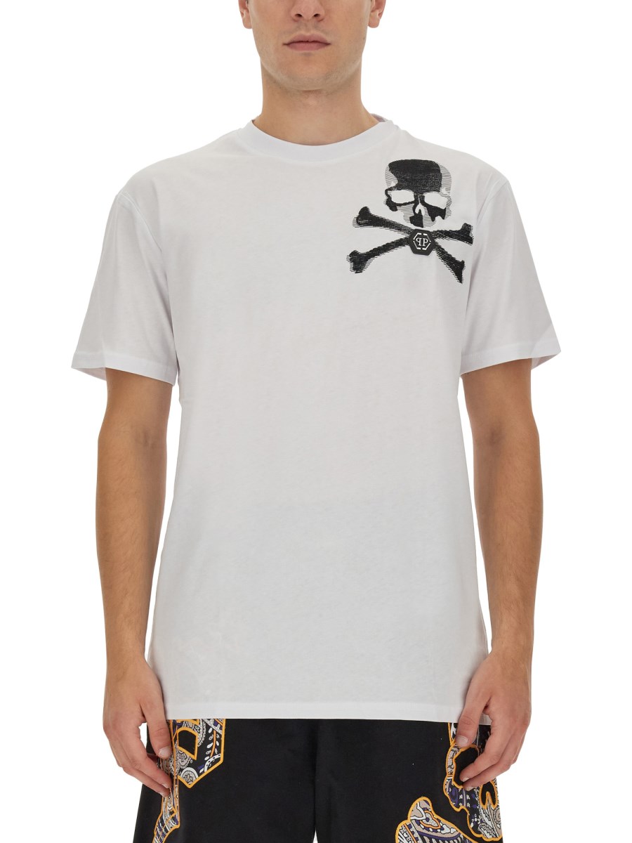 PHILIPP PLEIN T-SHIRT IN JERSEY DI COTONE CON LOGO