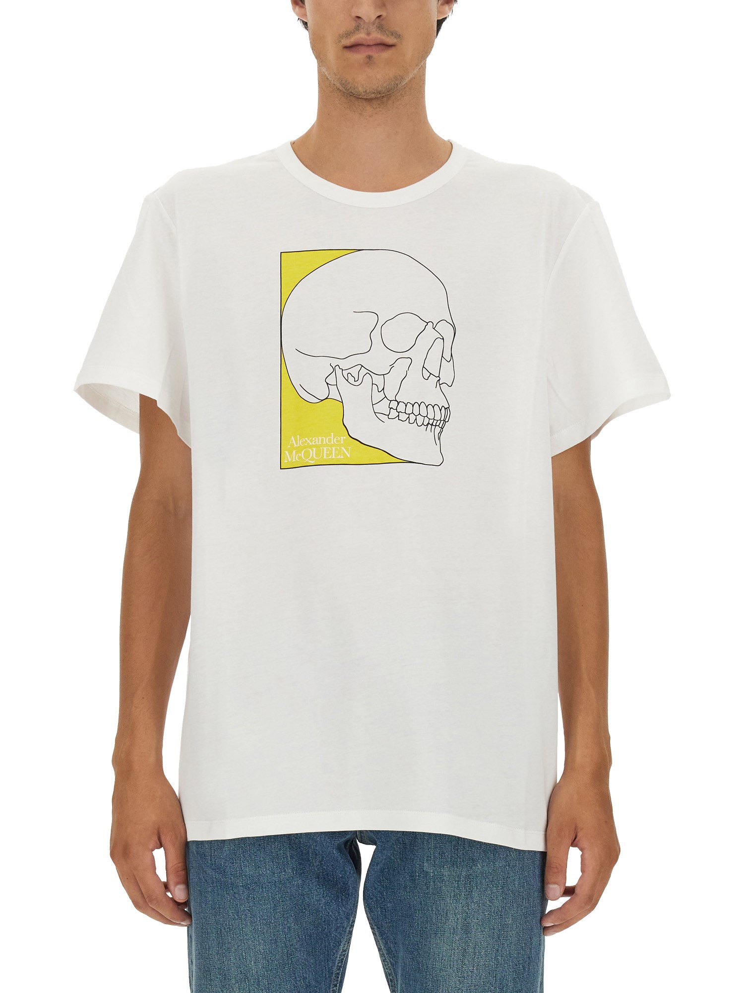 Shop Alexander Mcqueen Skull Print T-shirt In White