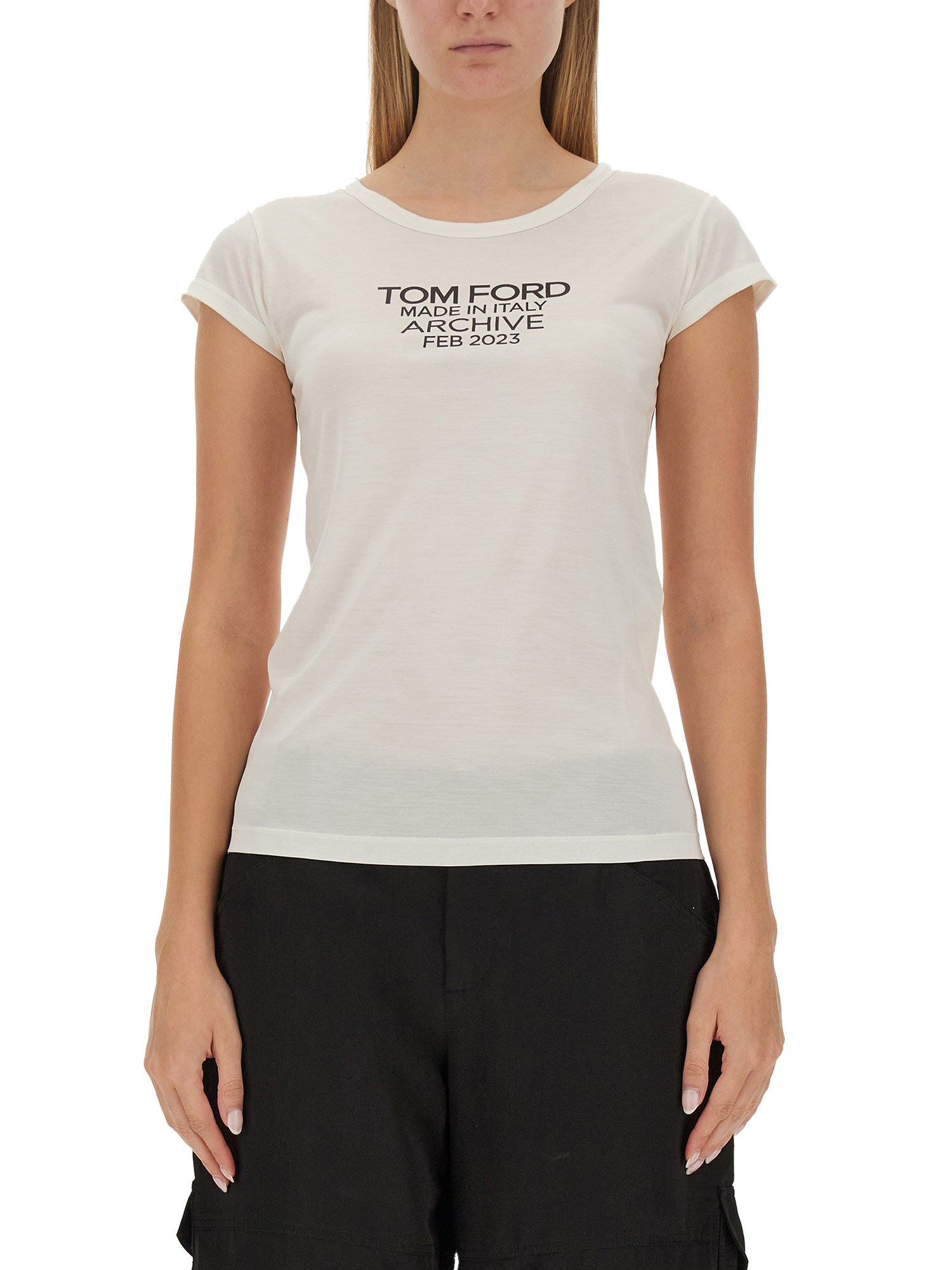 Tom Ford Logo Graphic Short-sleeve T-shirt In White