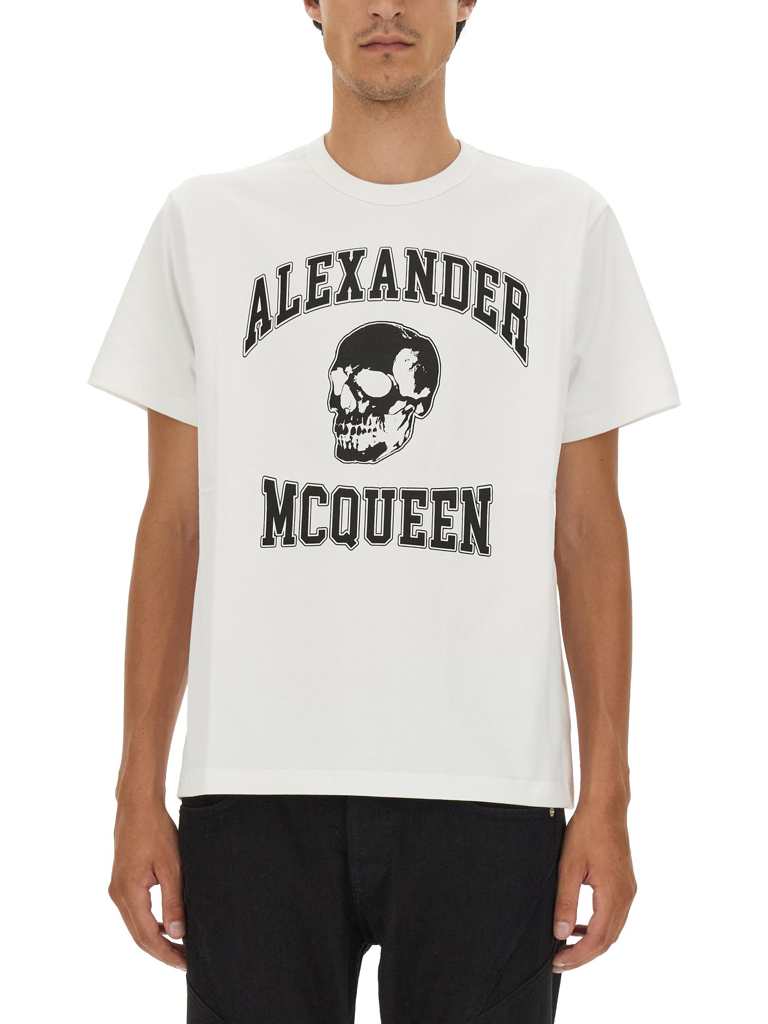 Alexander Mcqueen Skull Logo T-shirt In White